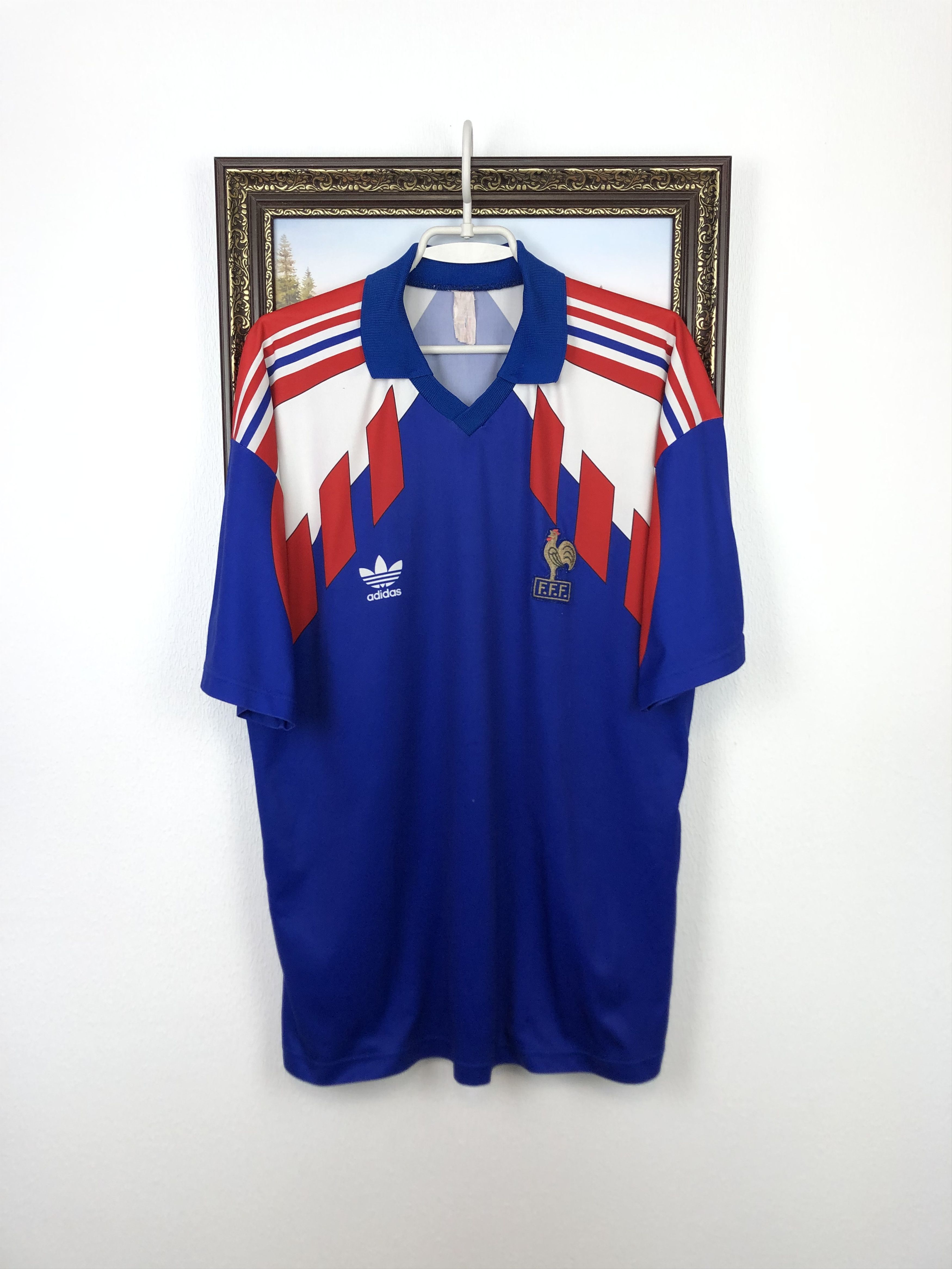 France Home football shirt 1990 Soccer Adidas Jersey Mens