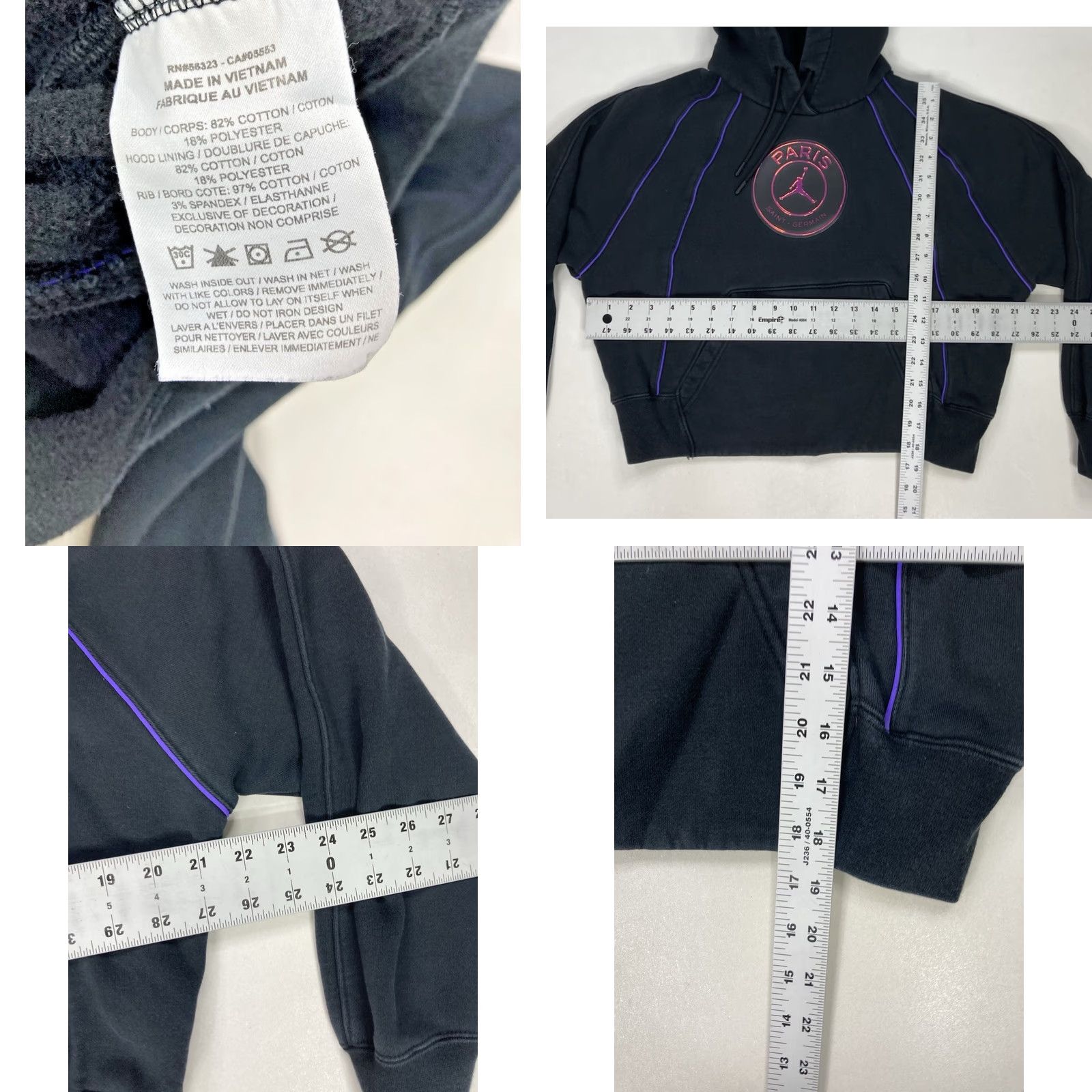Nike VINTAGE Nike Air Jordan PSG Hoodie Women Small Black Pullover Sailors? Size S / US 4 / IT 40 - 8 Thumbnail