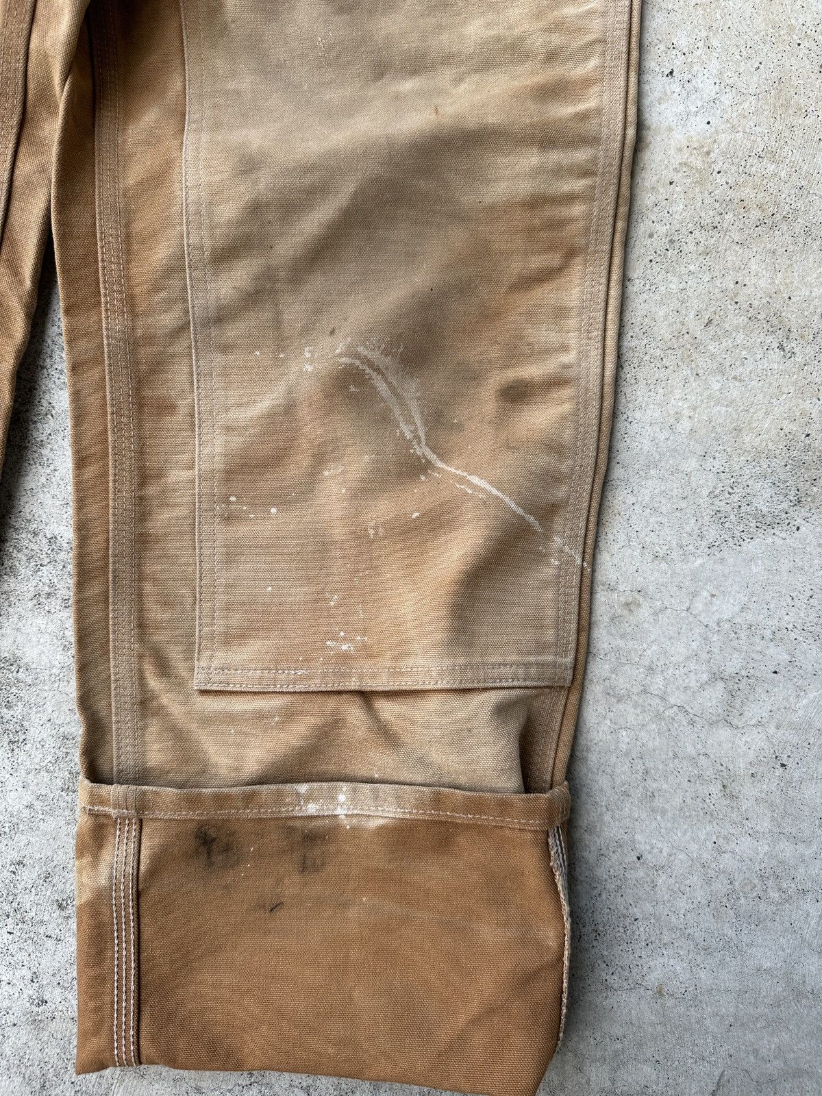 Carhartt Sun fade bleached Trashed dungarees double knee carpenter Size US 33 - 5 Thumbnail