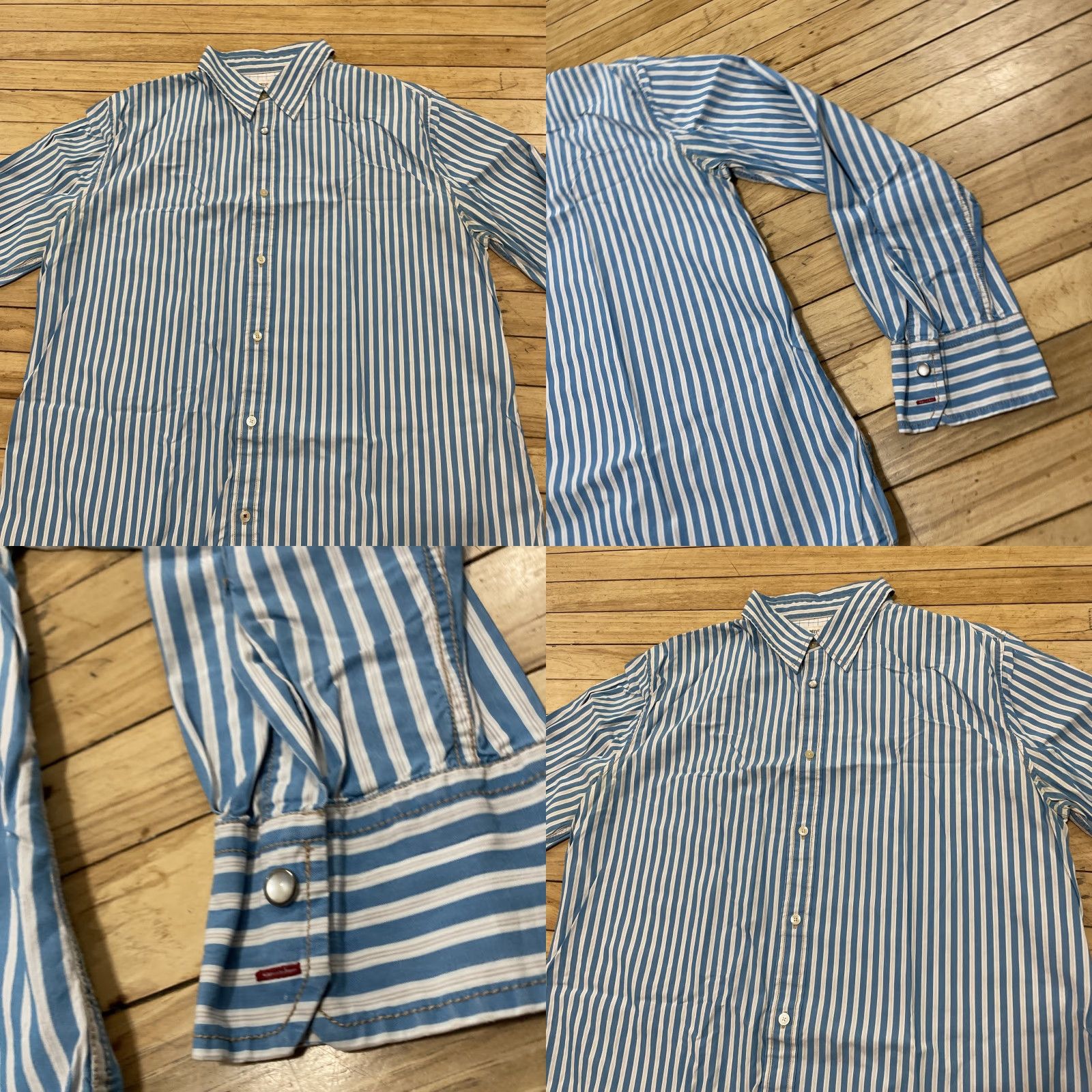 Mossimo Mossimo Supply Co Button-Up Shirt Men XL Athletic Blue Vertical Stripe Vintage Y2k Western Preppy Casual Button Front Size US XL / EU 56 / 4 - 9 Thumbnail