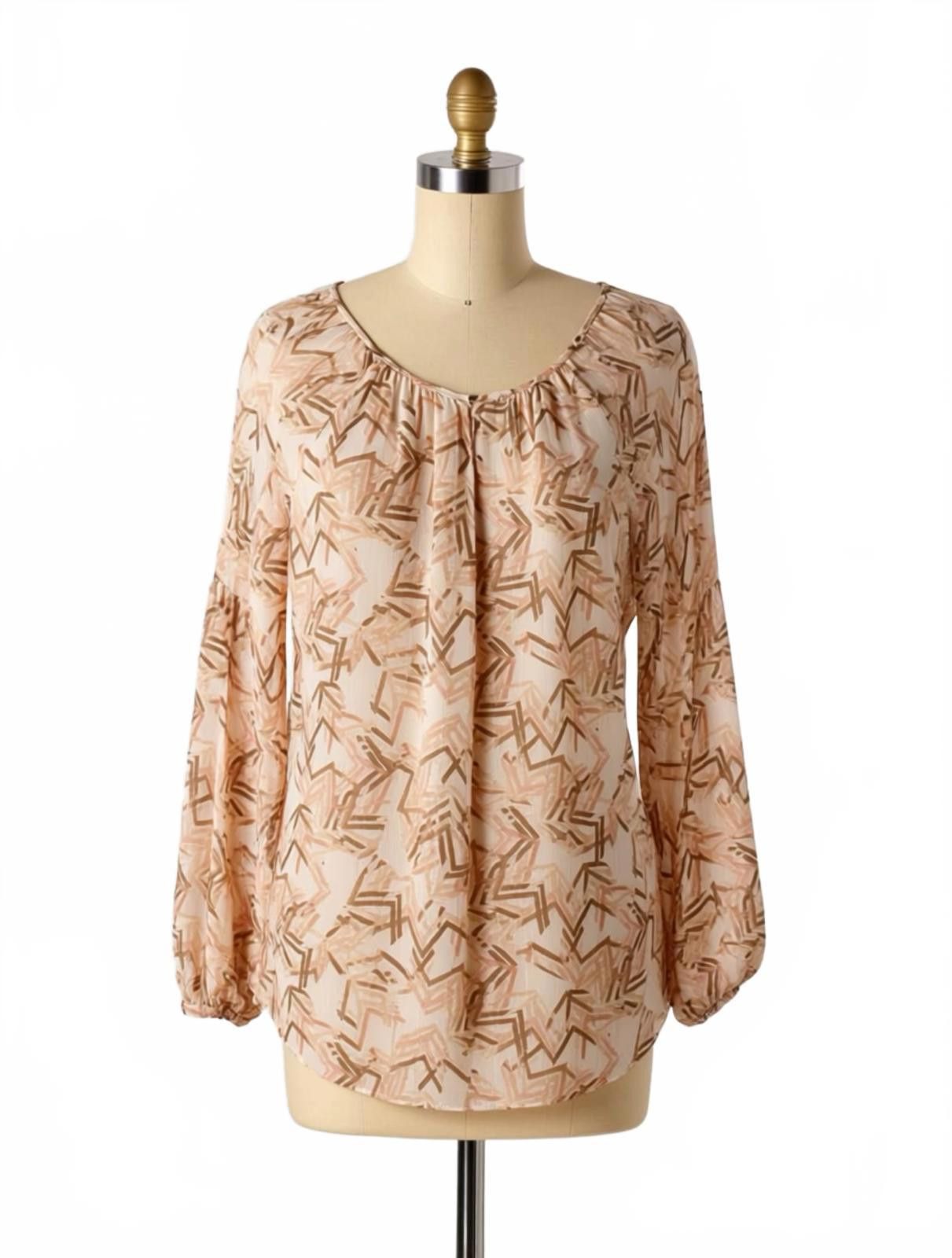 Other White House Black Market Women's Beige Printed Blouse Size 8 Size M / US 6-8 / IT 42-44 - 1 Thumbnail