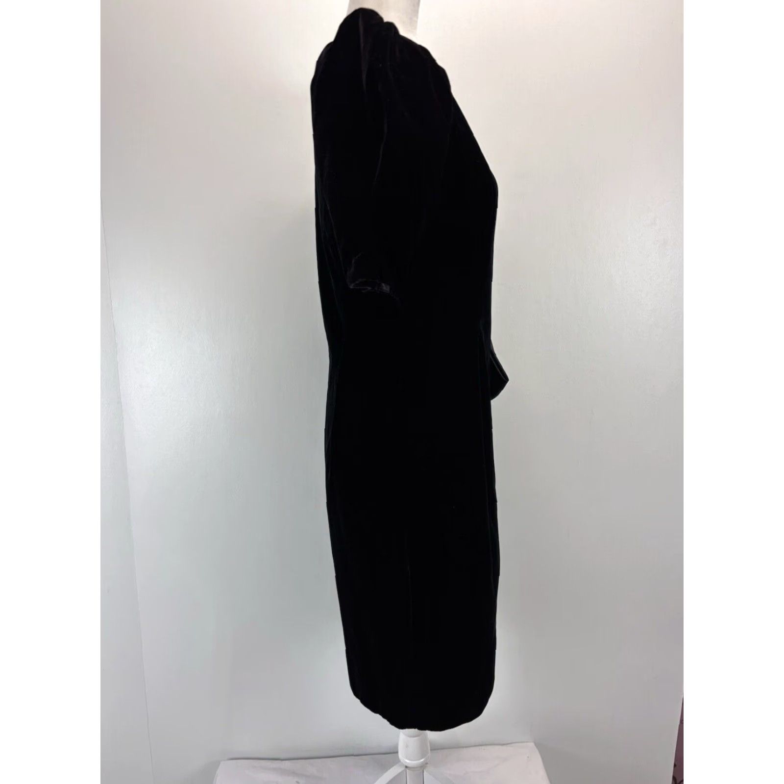Vintage VINTAGE Cachet by Bari Protas Velvet 80s Puff Sleeve Sheath Dress Sz 6 Black Formal A-Line Womens Size M / US 6-8 / IT 42-44 - 2 Thumbnail