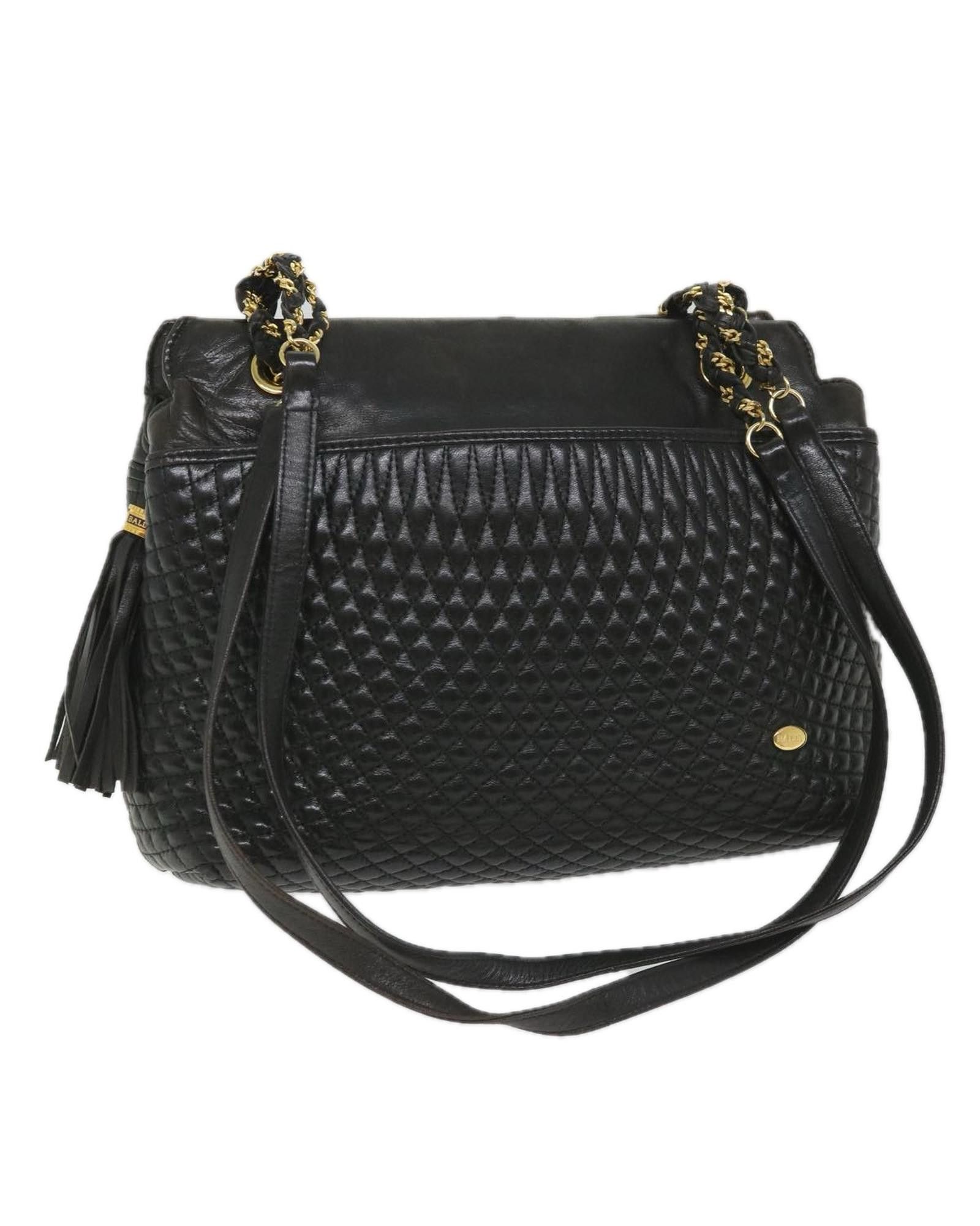 image of Bally Black Quilted Leather Shoulder Bag, Women's