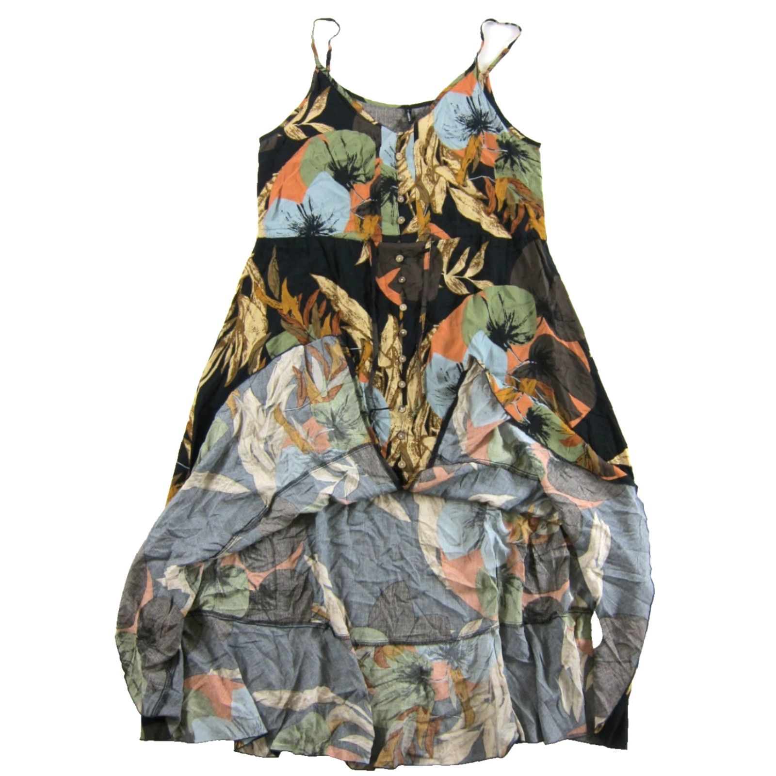 Vintage BROVAVE Maxi Dress Sundress Floral 100% Rayon L Green Black Blue V-Neck Sleeveless Sun Dress L Womens Size L / US 10 / IT 46 - 5 Thumbnail