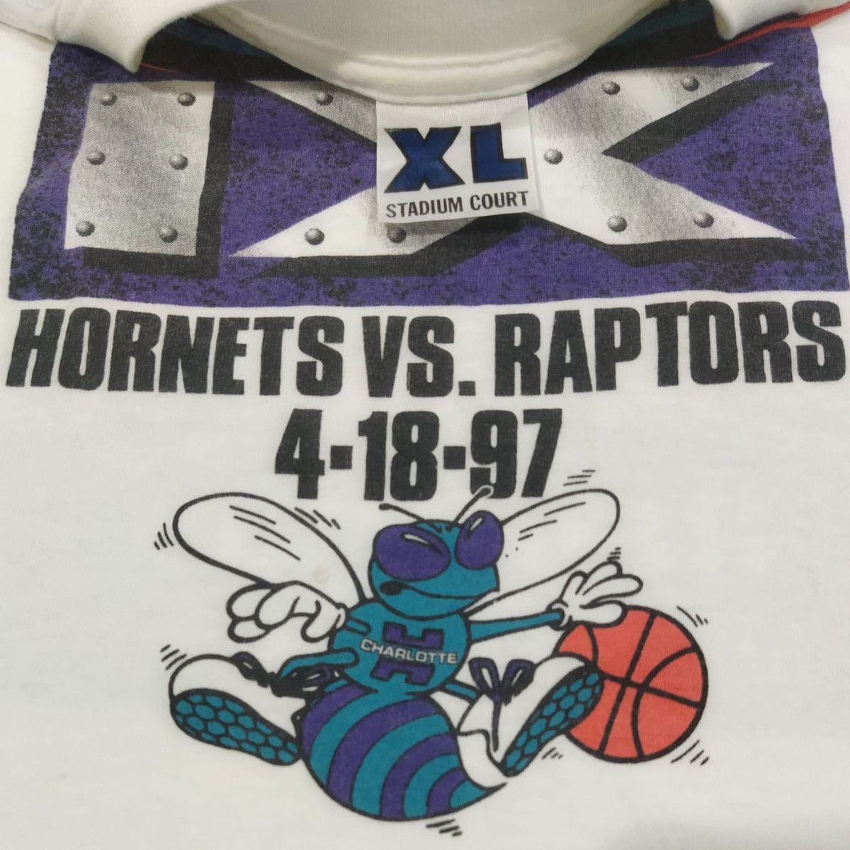 Vintage Vintage 90s Charlotte Hornets vs Raptors Sprite Promo Tee Size US XL / EU 56 / 4 - 3 Thumbnail