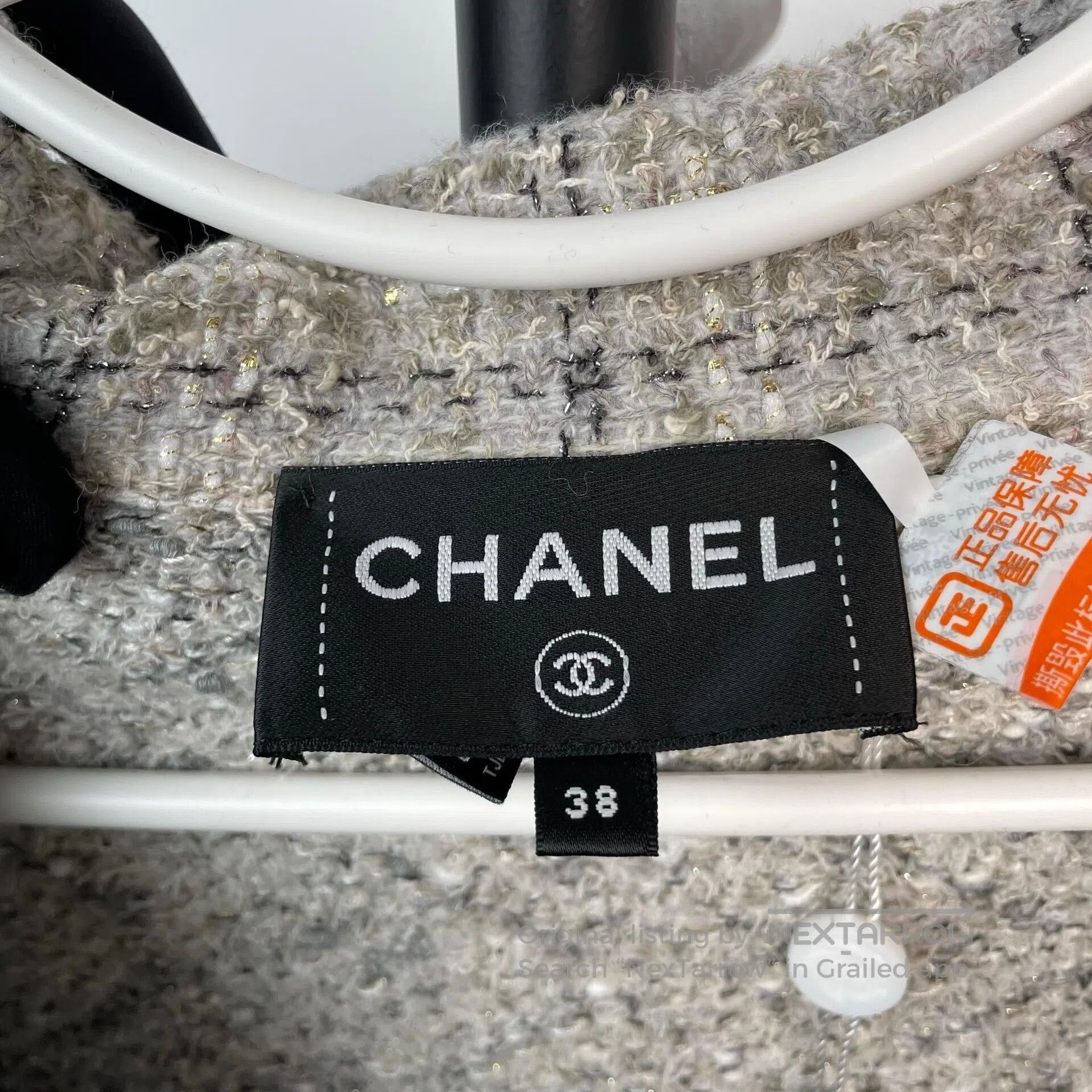 Chanel Chanel Gray and white wool lapel double pocket jacket coat Size XS / US 0-2 / IT 36-38 - 7 Thumbnail