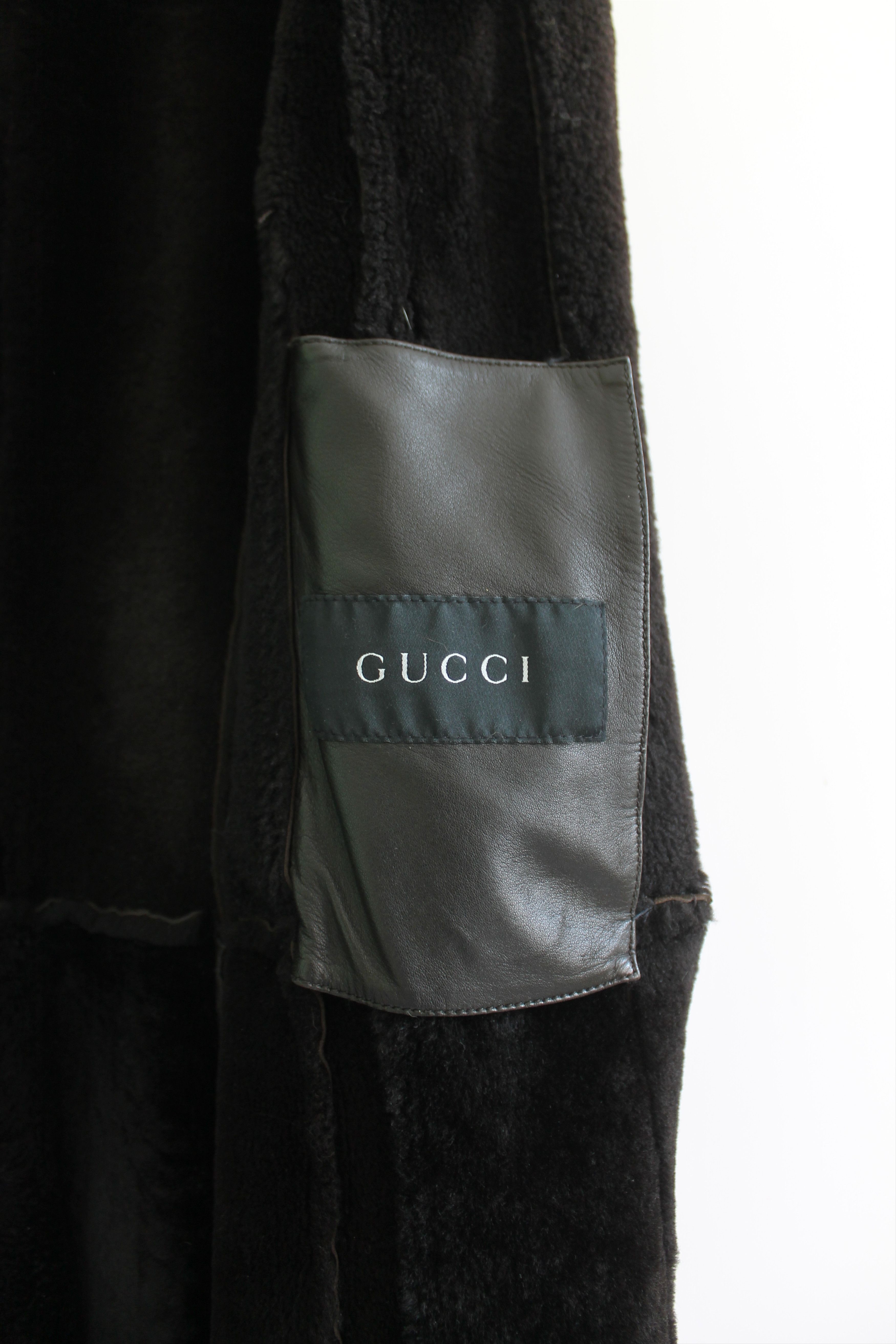 Gucci 90's GUCCI leather TOM FORD BELTED SHEARLING COAT brown Size M / US 6-8 / IT 42-44 - 14 Thumbnail