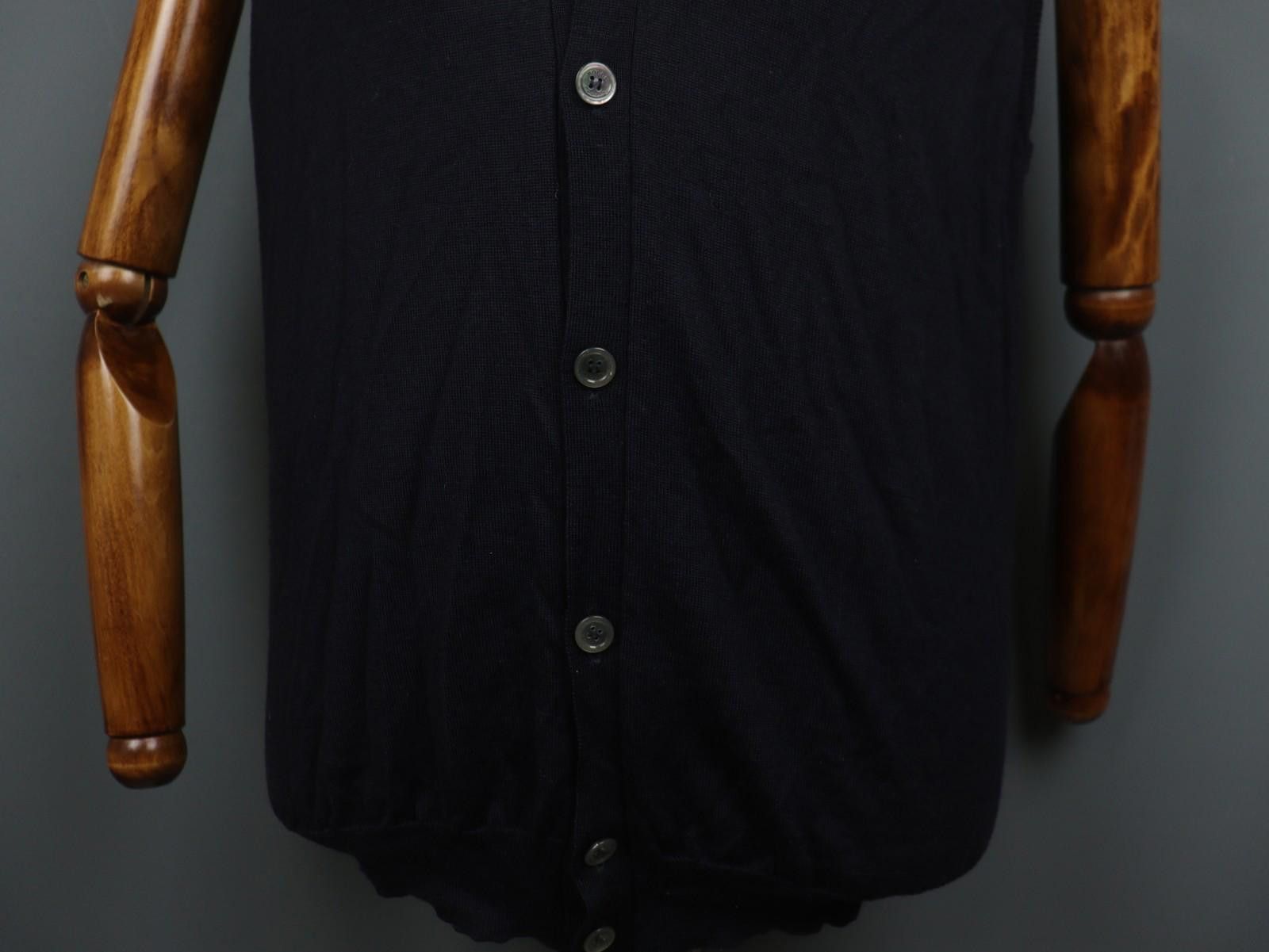 Designer Boggi Milano Navy 100% Wool V-Neck Cardigan Size XL Size XL / US 12-14 / IT 48-50 - 3 Thumbnail