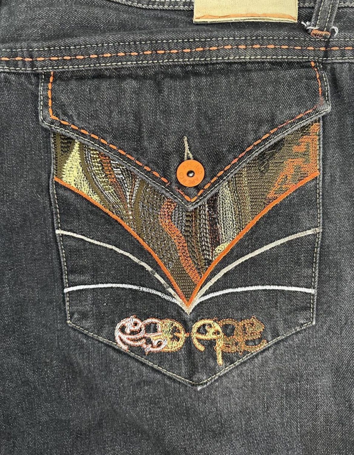 Vintage Red Ape Baggy Y2K Embroidered Jeans (42x26) Size US 42 / EU 58 - 6 Thumbnail