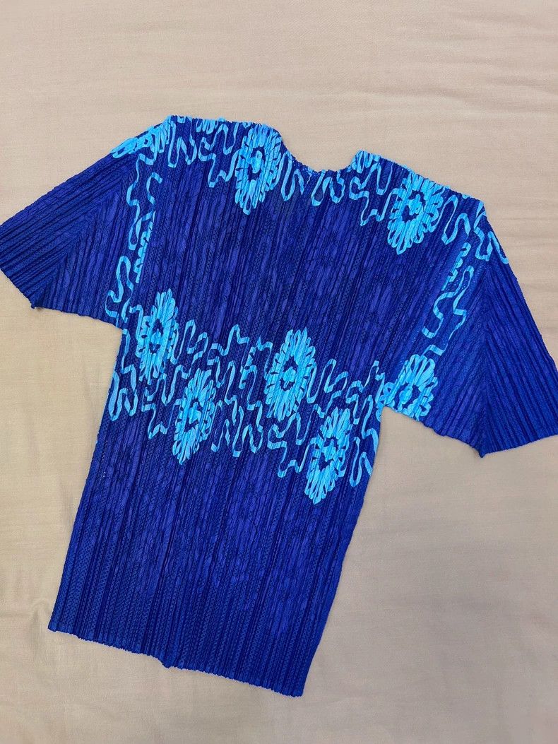 Issey Miyake Issey Miyake size:4 Blue pleated short-sleeved shirt Size XS / US 0-2 / IT 36-38 - 5 Thumbnail