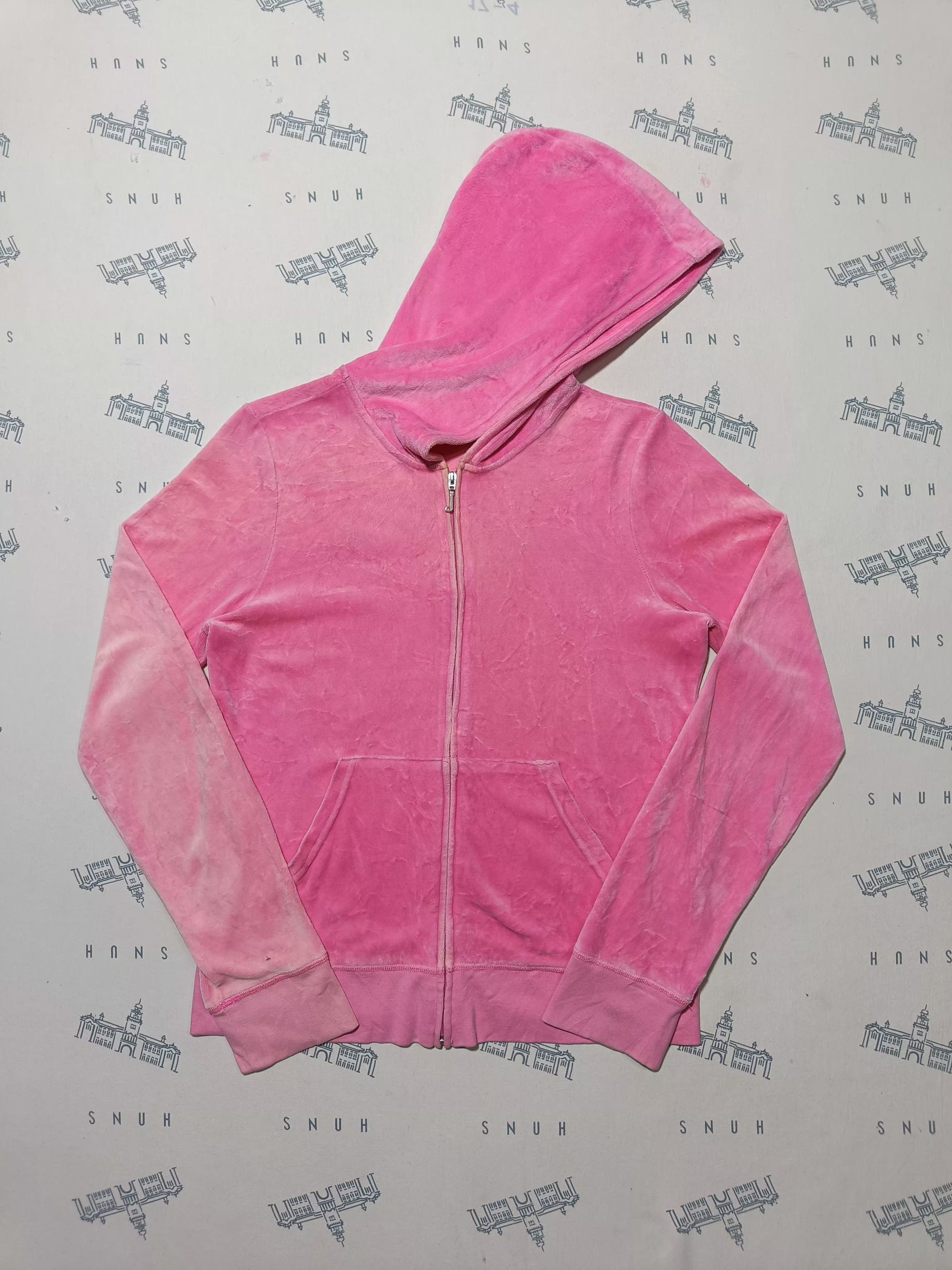 Juicy Couture Vintage JUICY COUTURE Pink Velvet Zipper Hoodie Size L / US 10 / IT 46 - 6 Thumbnail