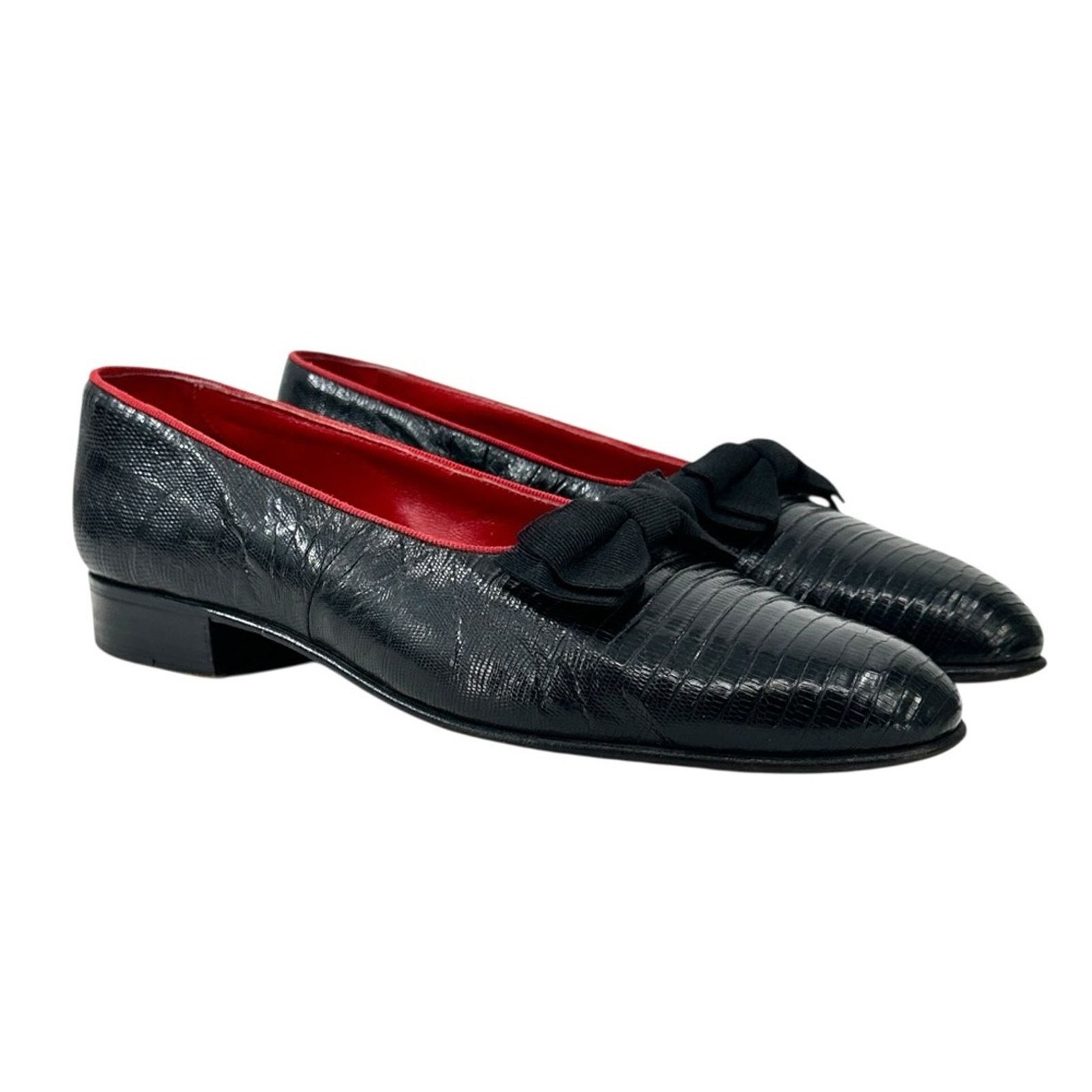 Fratelli Rossetti Black Embossed Leather Opera Bow Dress Shoes Slip On Loafers Size US 9.5 / EU 42-43 - 1 Thumbnail