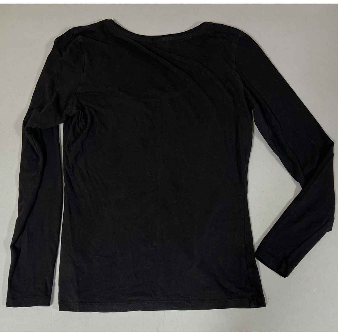 Vintage Black Solid Scoop-Neck Long Sleeve Tee T-Shirt Top Size M 🦓 Size M / US 6-8 / IT 42-44 - 3 Thumbnail