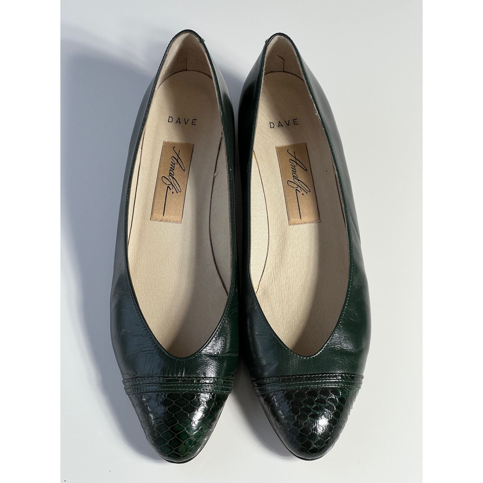 Other Amalfi Womens Italy Made Green Leather Cap Toe Shoes Sz 7.5 Size US 7.5 / IT 37.5 - 10 Thumbnail