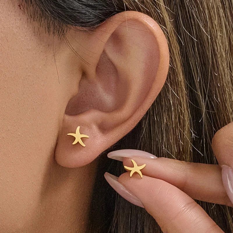 Jewelry Mini Starfish Stud Earrings Charm Earring Gift Size ONE SIZE - 1 Thumbnail