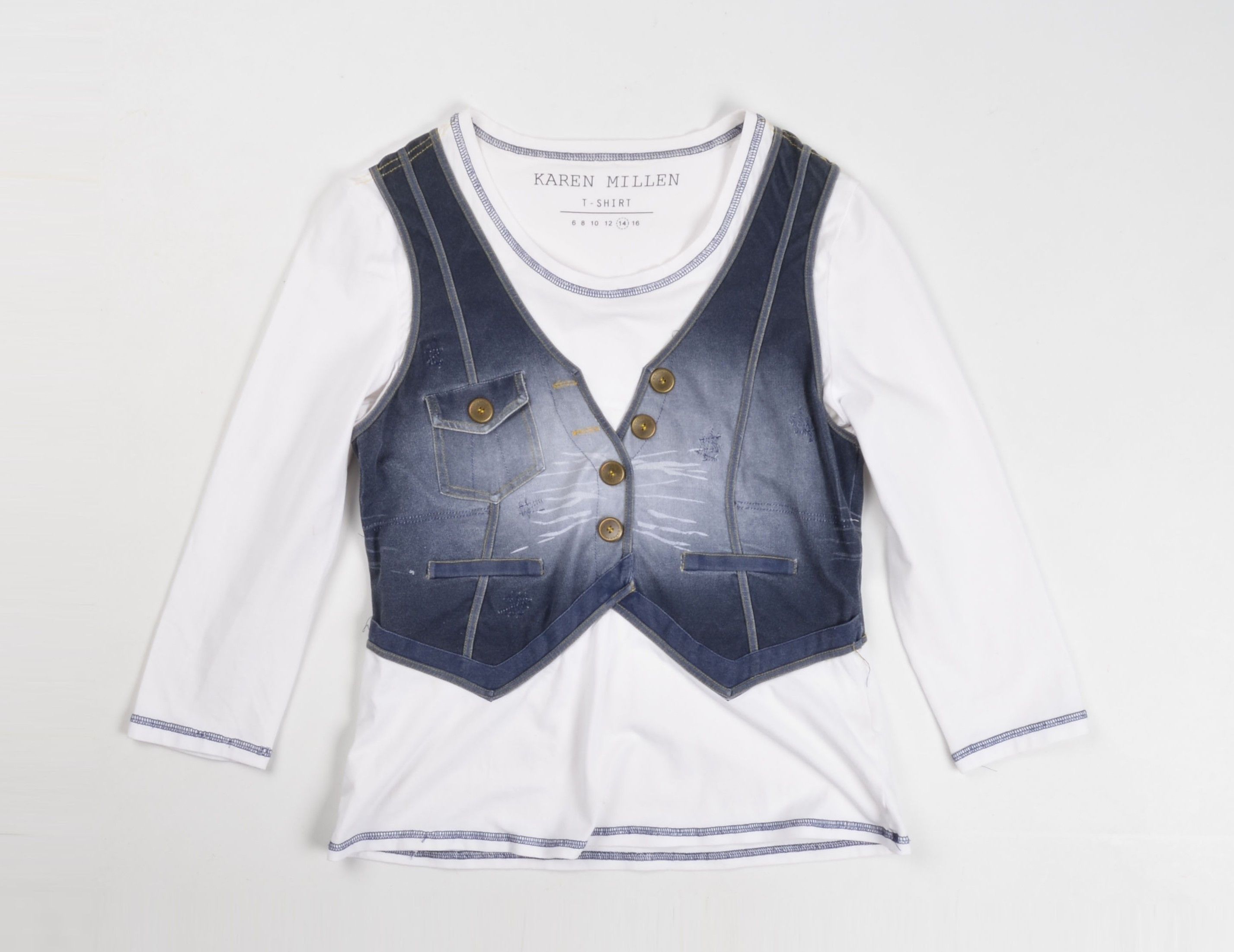 Karen Millen Karen Millen Y2K Vest Printed 3/4 Sleeve Top Size M / US 6-8 / IT 42-44 - 3 Thumbnail