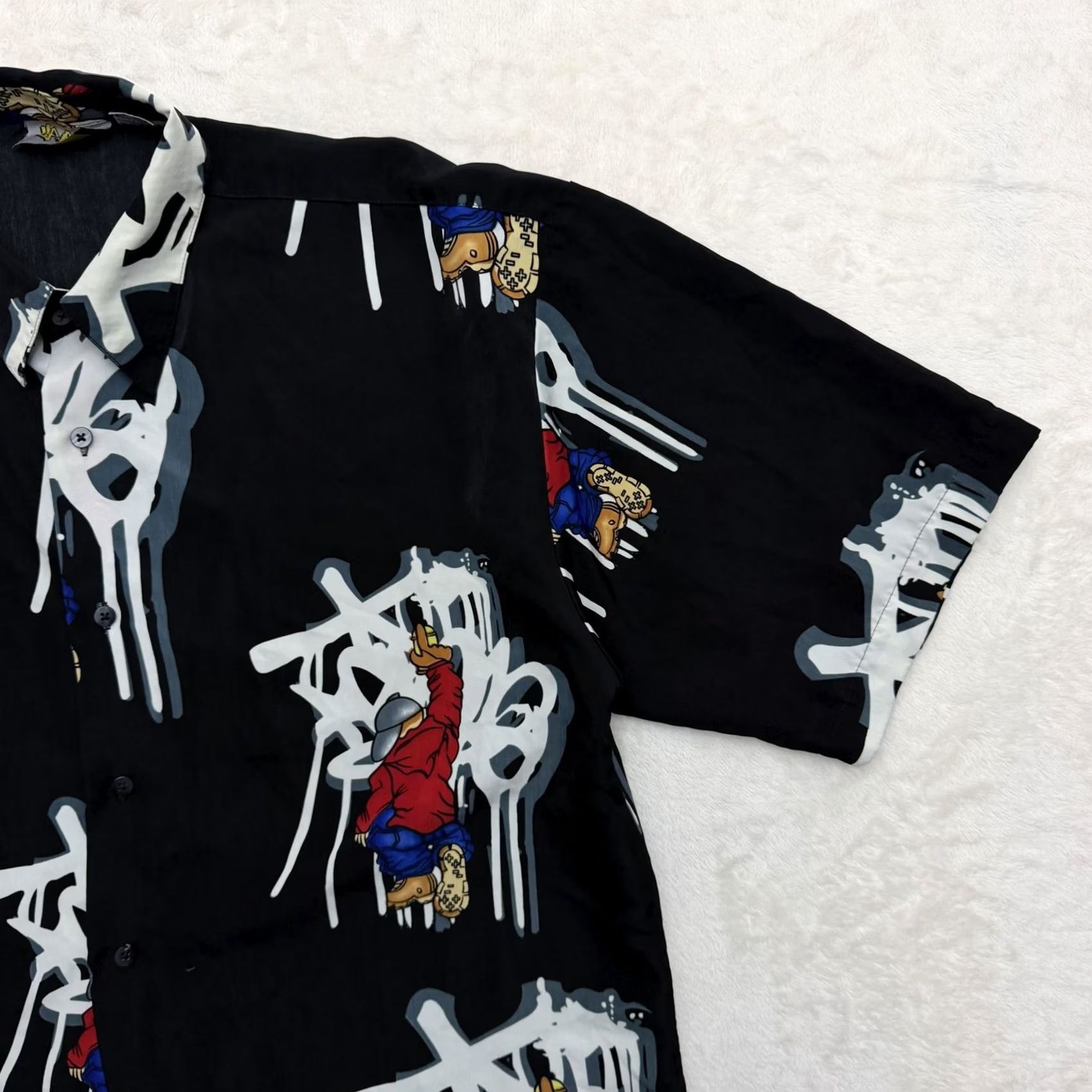 Vintage Up Rok Shirt Mens Large Black Graphic Print Hip Hop Button Up Streetwear Size US L / EU 52-54 / 3 - 3 Thumbnail
