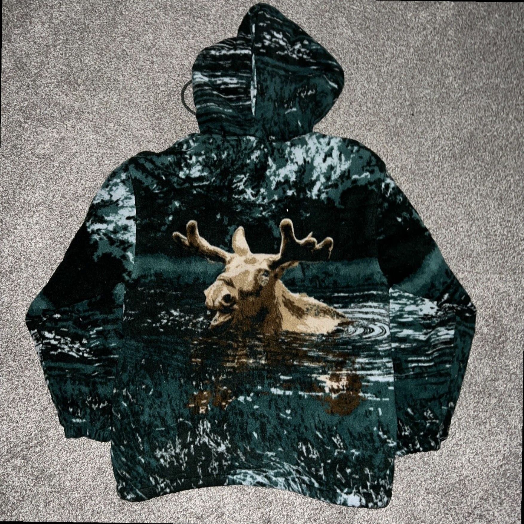 Vintage Ameri Mode Graphic Moose Full Zip Fleece Hoodie Mens Small Black Size US S / EU 44-46 / 1 - 4 Thumbnail