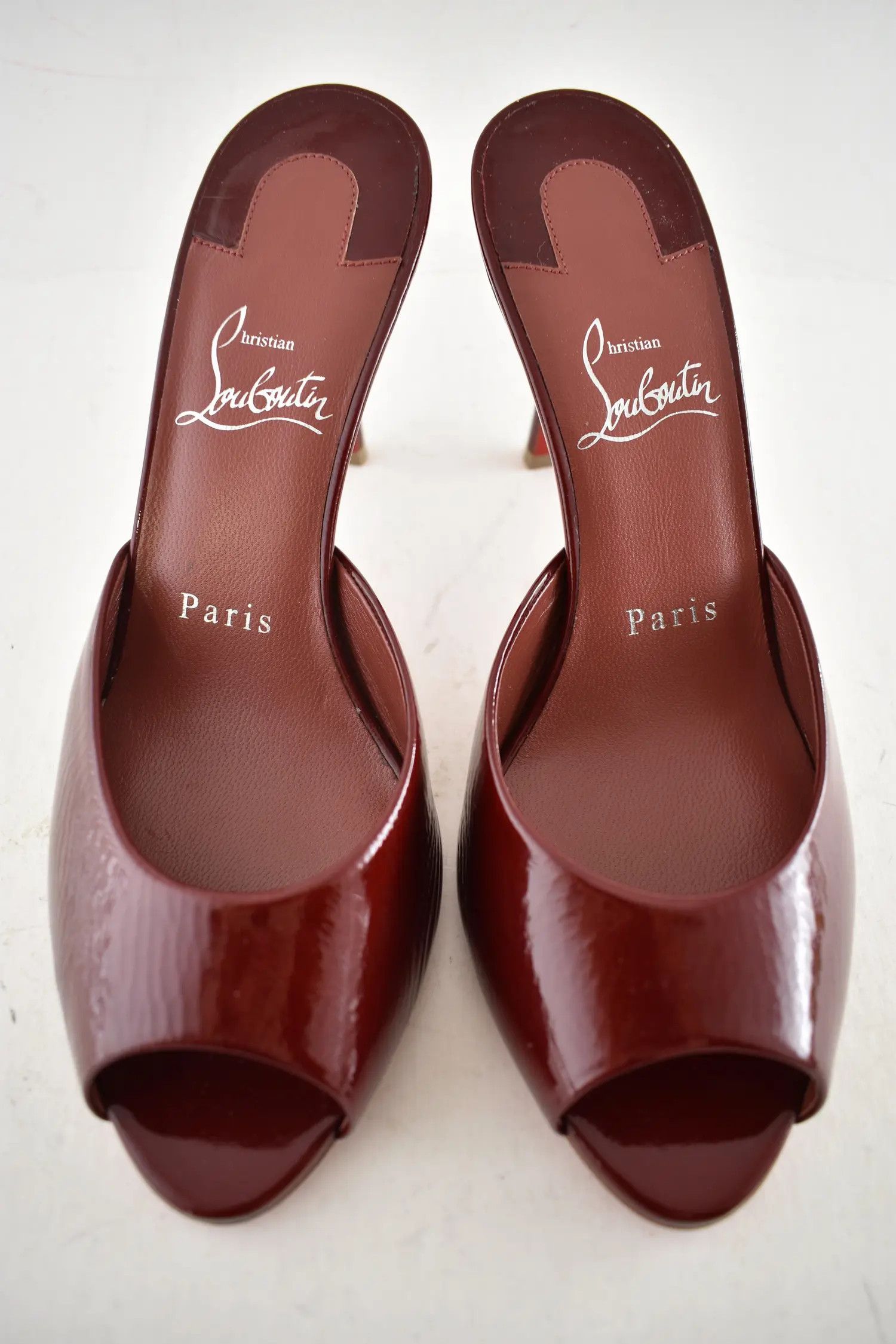 Christian Louboutin Me Dolly 85 Brownie Red Backless Sandal Mule Heel Pump 37.5 Size US 7.5 / IT 37.5 - 8 Thumbnail