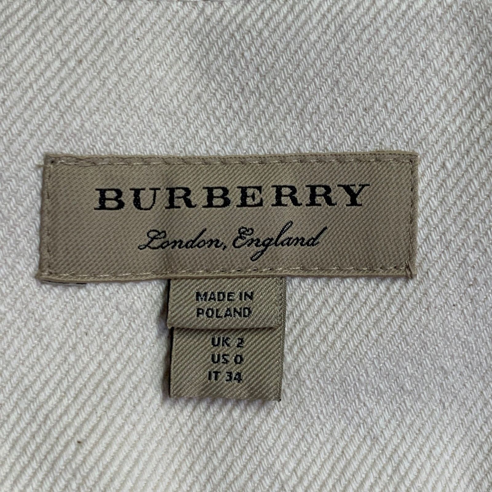 Burberry BURBERRY Cream Red Blue Cotton Twill Stripe Midi Skirt Size 25" / US 0 / IT 36 - 3 Thumbnail
