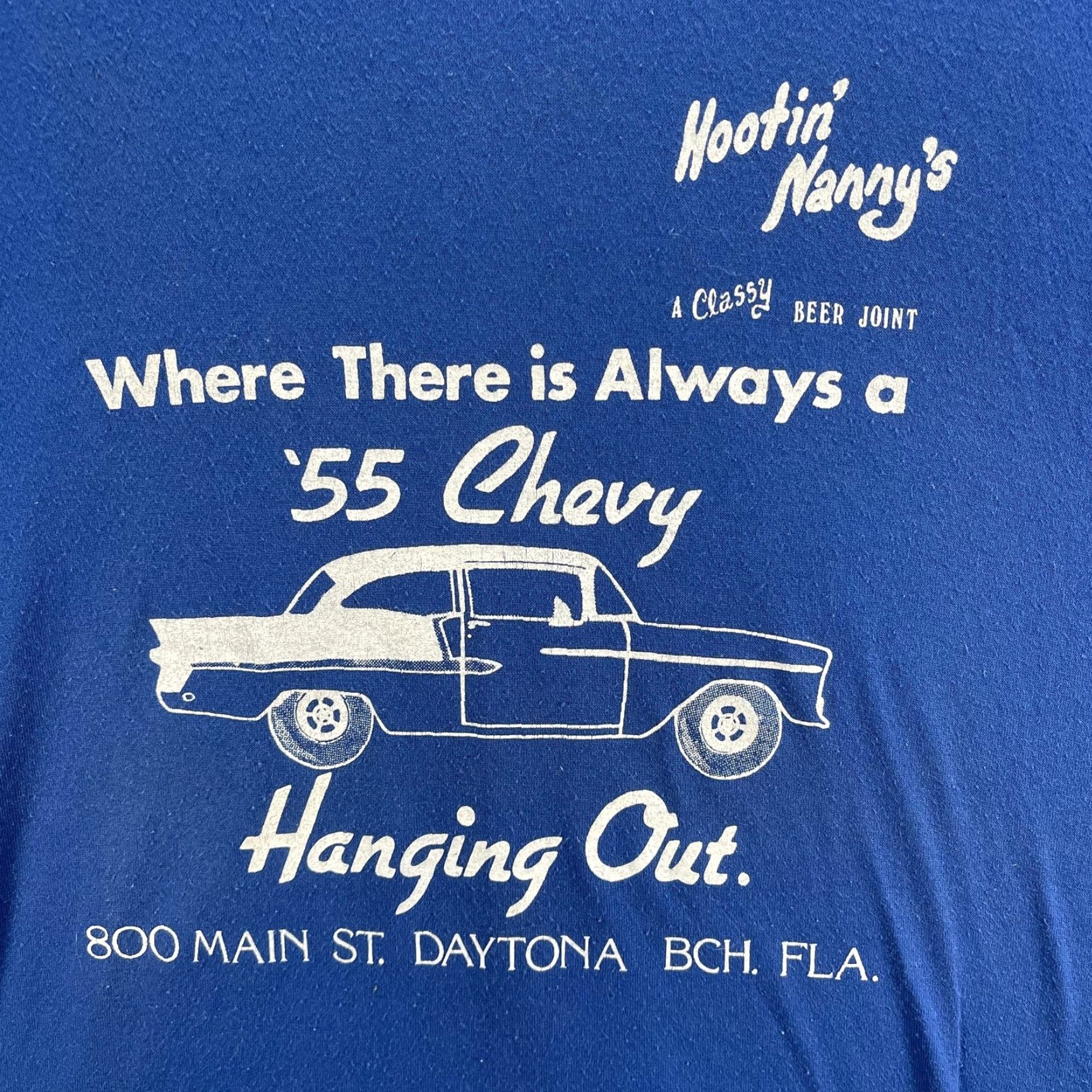 Jerzees VINTAGE Hootin Nanny's Shirt Mens Large Blue Daytona Beach Chevy Bar 80s USA Shirt Mens Large Blue 80s Hootin Nanny's Bar USA Size US L / EU 52-54 / 3 - 3 Thumbnail