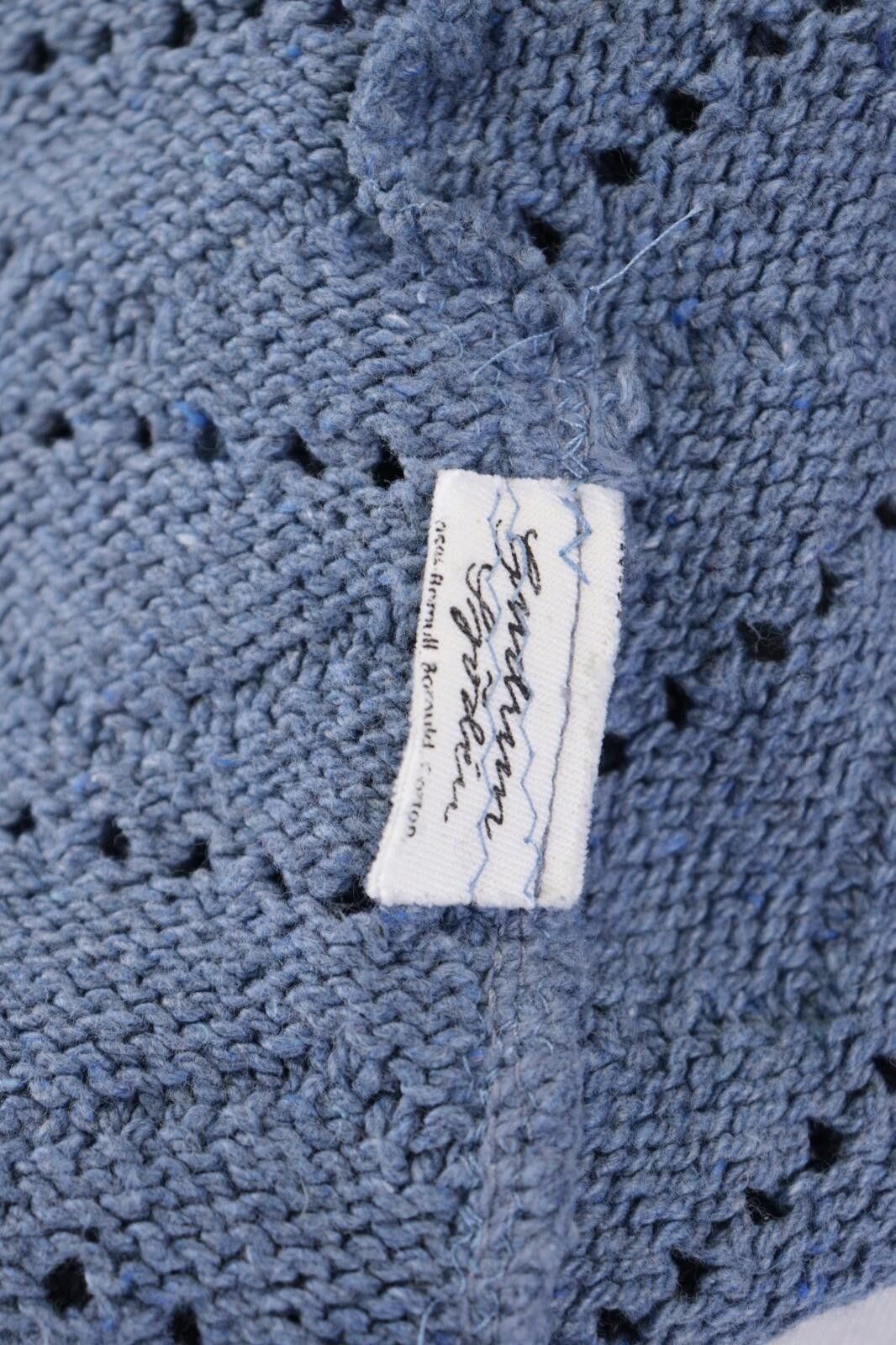 Designer Gudrun Sjoden Blue Lagenlook Crochet Knit Sweater Size S Size S / US 4 / IT 40 - 12 Thumbnail
