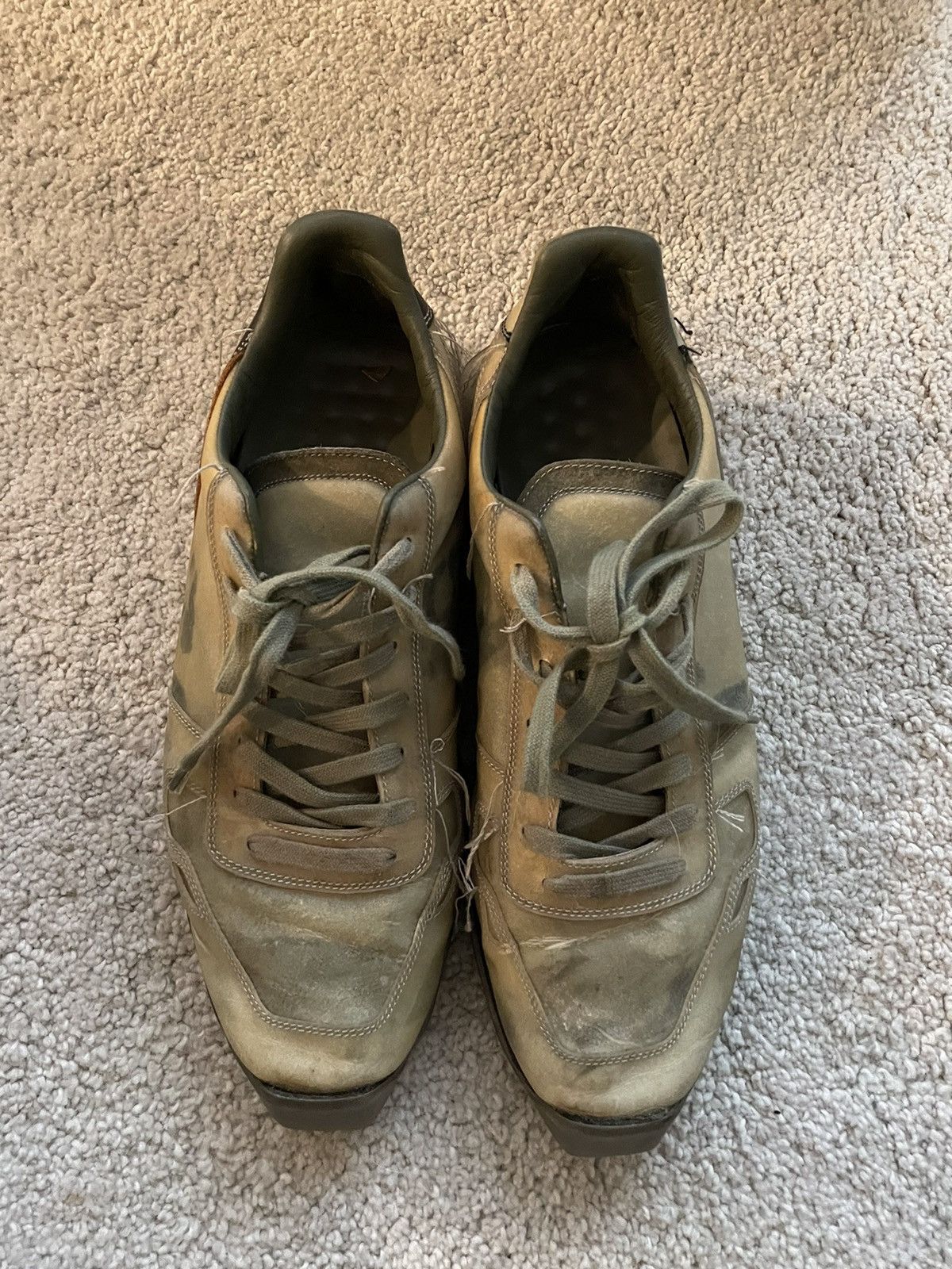 image of Rick Owens Ss19 Swamp Babel Transparent Leather Runners 44 Shoes in Swamp Green, Men's (Size 11)