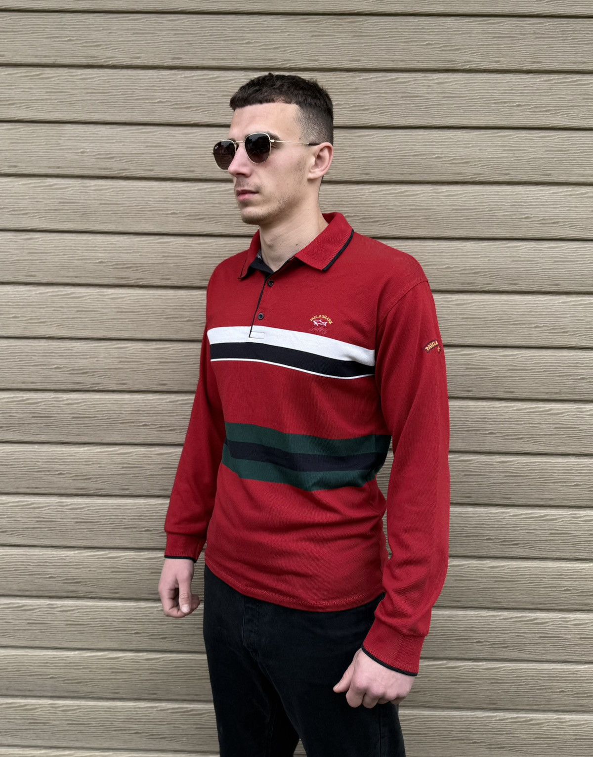 Paul & Shark Paul Shark Rugby Polo Shirt Red Striped Italy Long Sleeve M Size US M / EU 48-50 / 2 - 3 Thumbnail