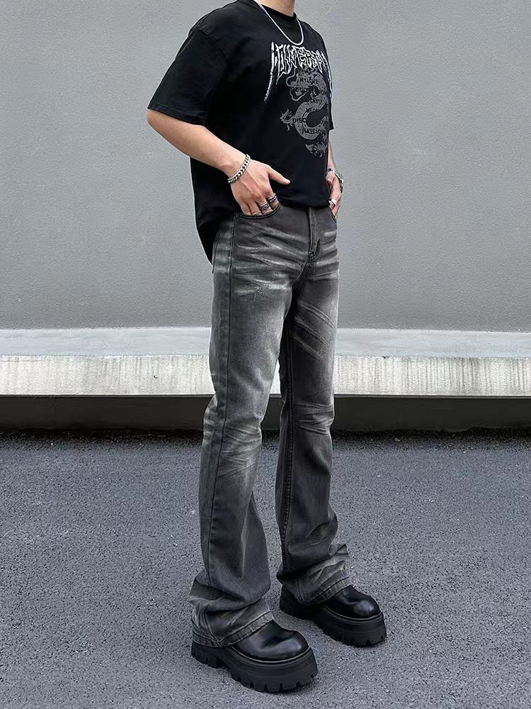 Japanese Brand × Jean Street Vintage Gradient Washed Micro Flare Black Jeans Size US 30 / EU 46 - 4 Thumbnail
