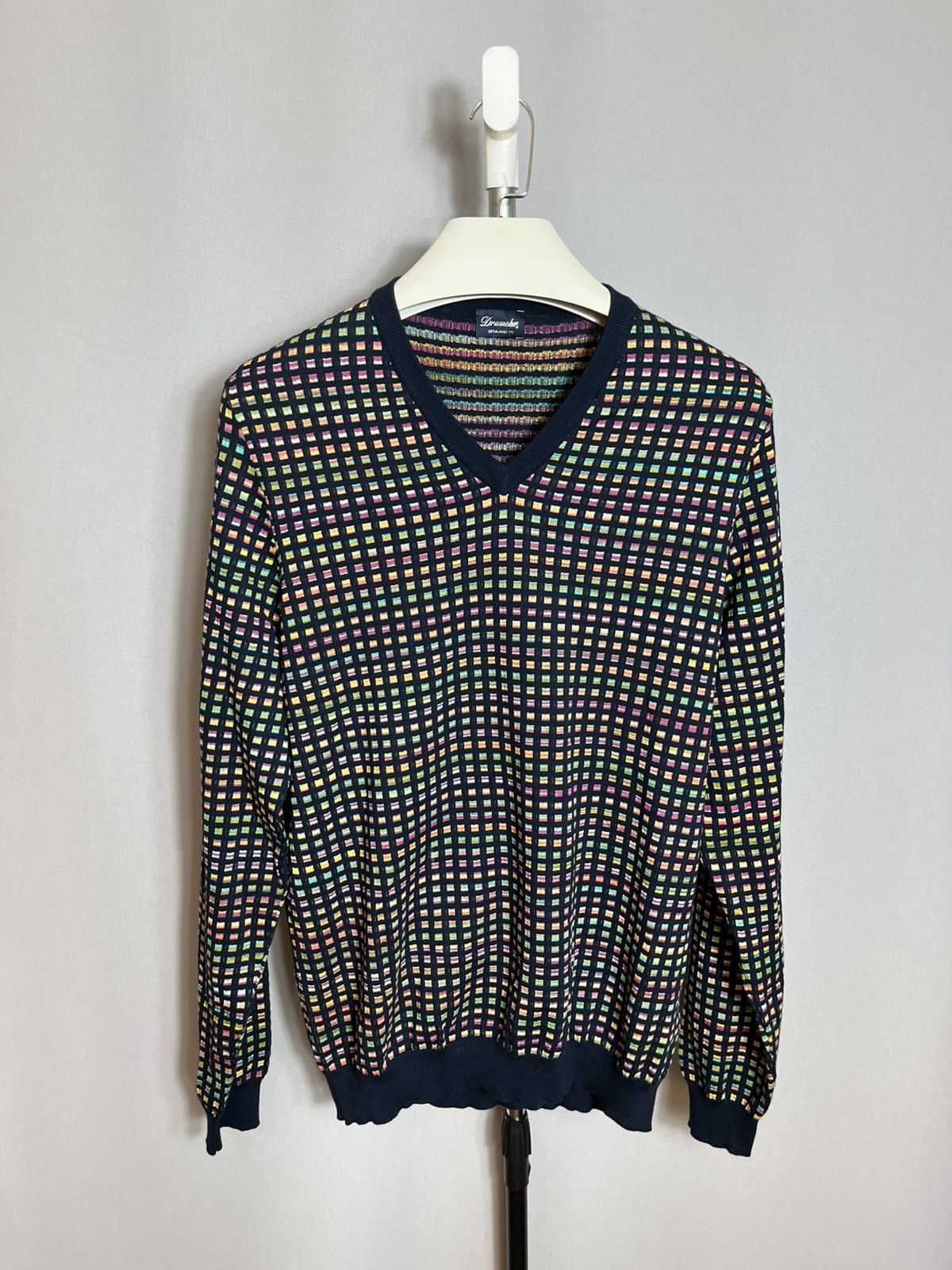 Drumohr Drumohr mens jamper plaid cotton luxury long sleeve sweater Size US L / EU 52-54 / 3 - 1 Thumbnail