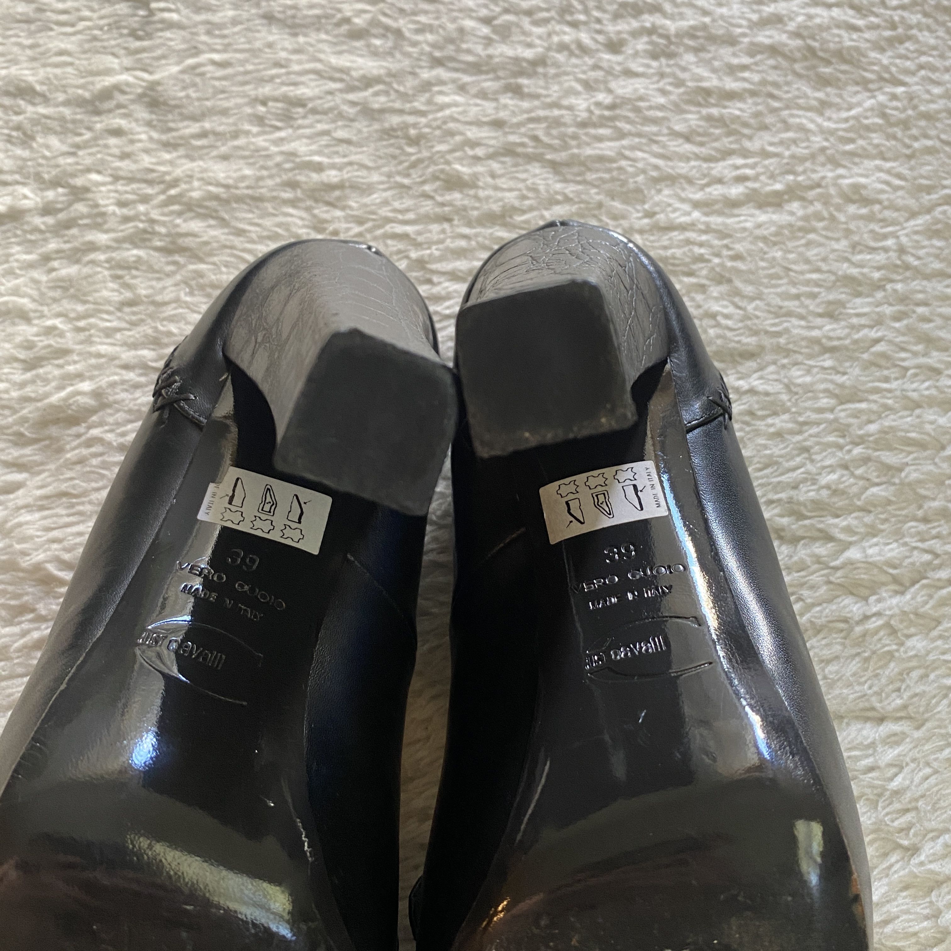 Just Cavalli Vintage JUST CAVALLI Black Leather Platform Heels Size US 8.5 / IT 38.5 - 9 Thumbnail