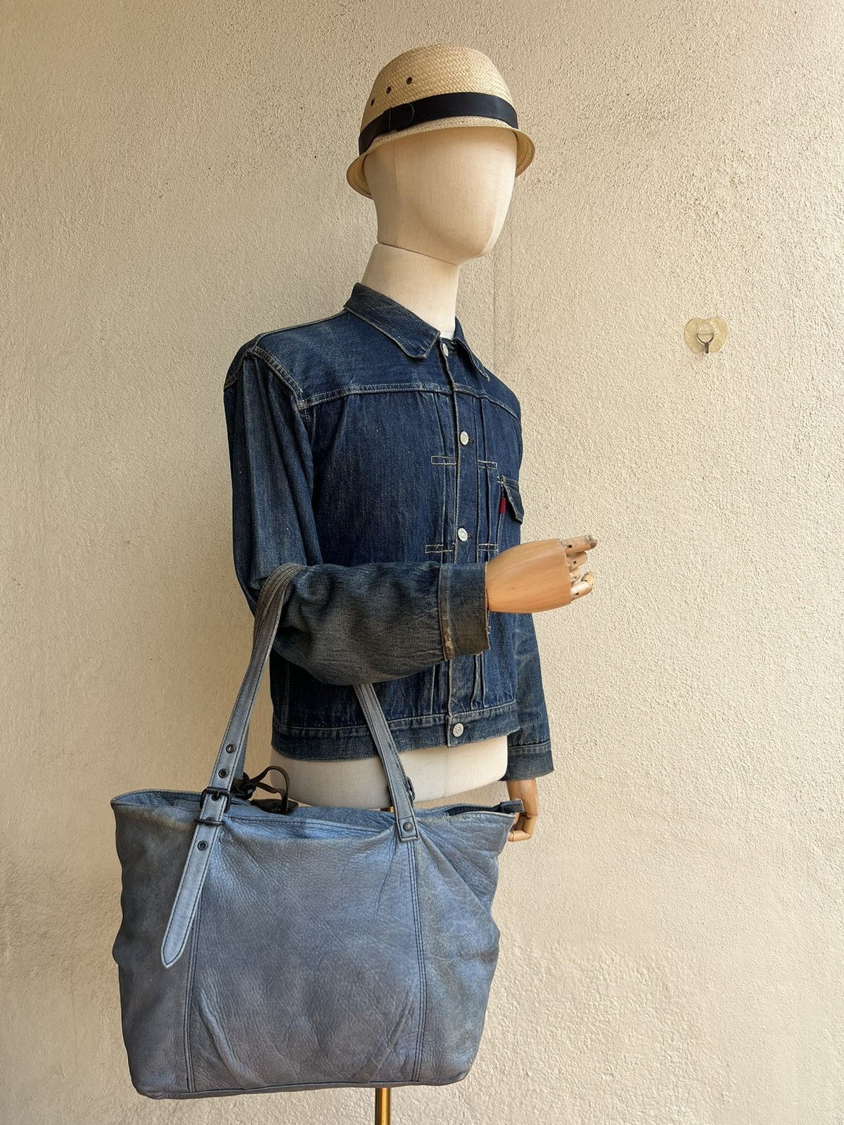 Leather DECADE Japan Distress Dirty Patina Leather Bag Tote Size ONE SIZE - 4 Thumbnail