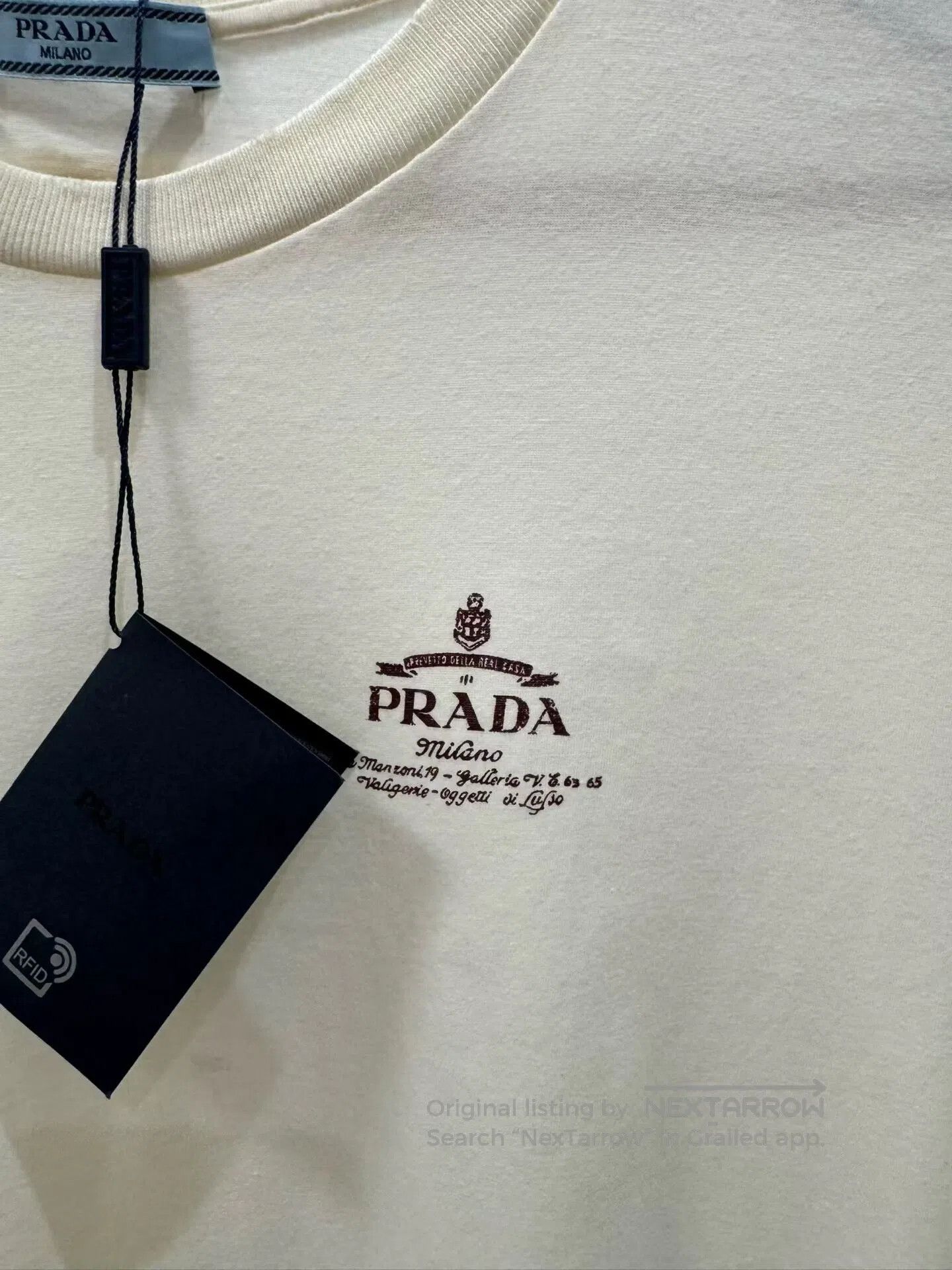 Prada Prada Off-White Chest Letter Short Sleeve T-Shirt| Size M / US 6-8 / IT 42-44 - 3 Thumbnail