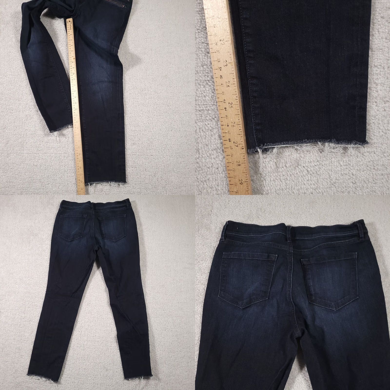 Loft LOFT Jeans Skinny Dark Wash Denim Stretch Raw Hem Mid-Rise Womens 30 Regular Blue 90s City Vintage No Size 30" / US 8 / IT 44 - 8 Thumbnail
