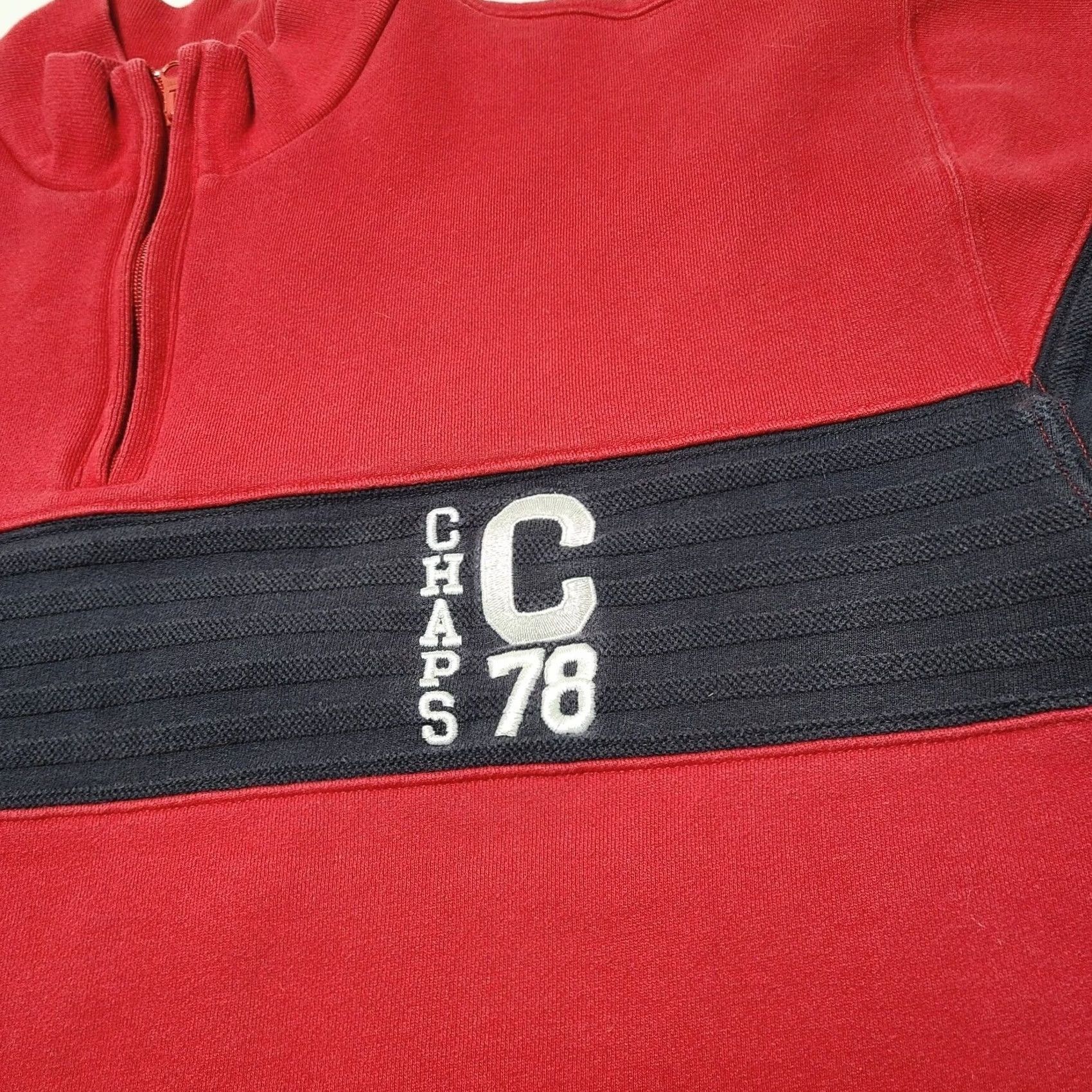Chaps Chaps Sweater Red Blue Pullover 1/4 Zip Embroidered Logo Y2K Men's XL Exhibit Logo Pullover Knit Sweatshirt Size US XL / EU 56 / 4 - 2 Thumbnail