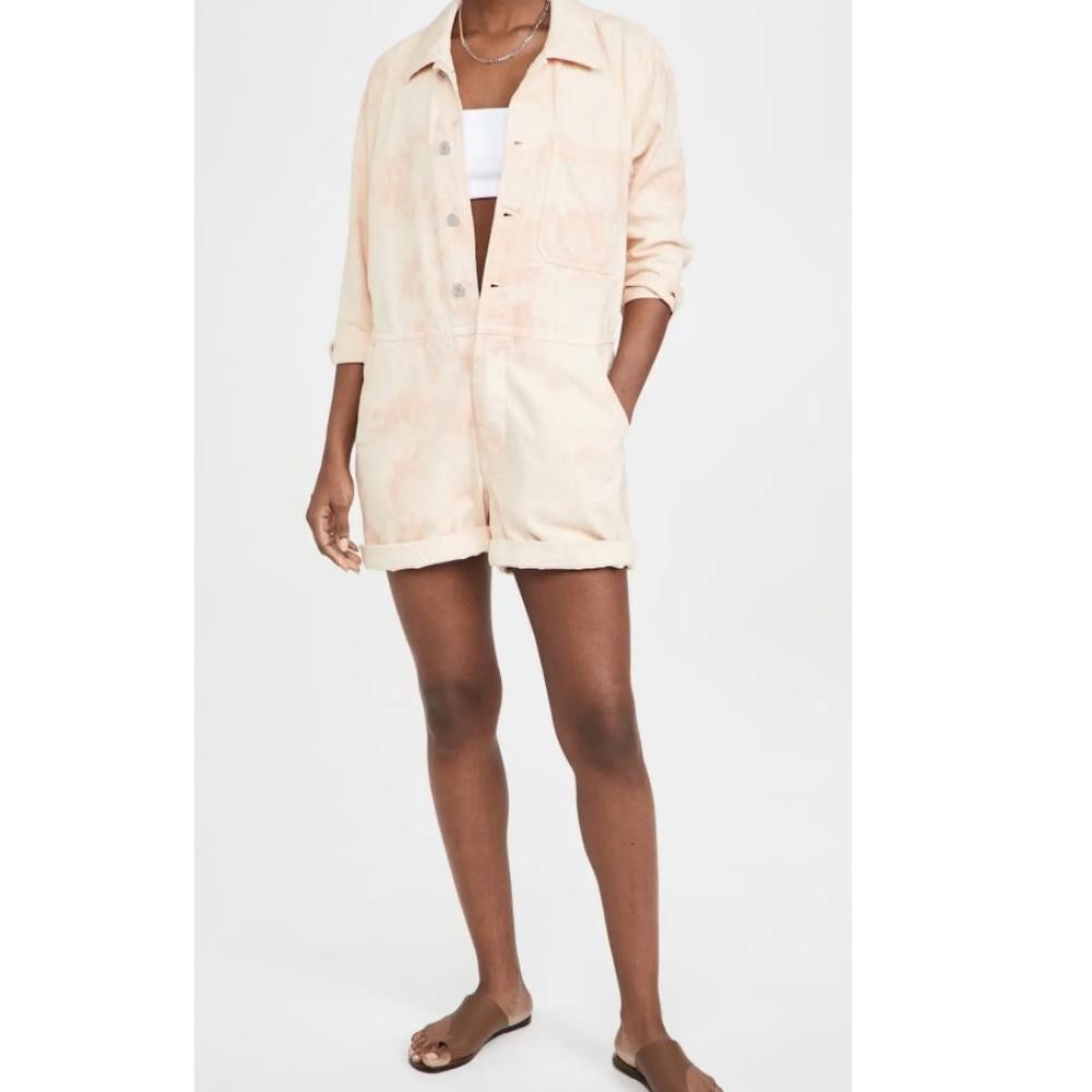 image of Amo Denim x Amomento Amo Luna Romper In Sherbert Tie Dye Size Xs in Cream, Women's