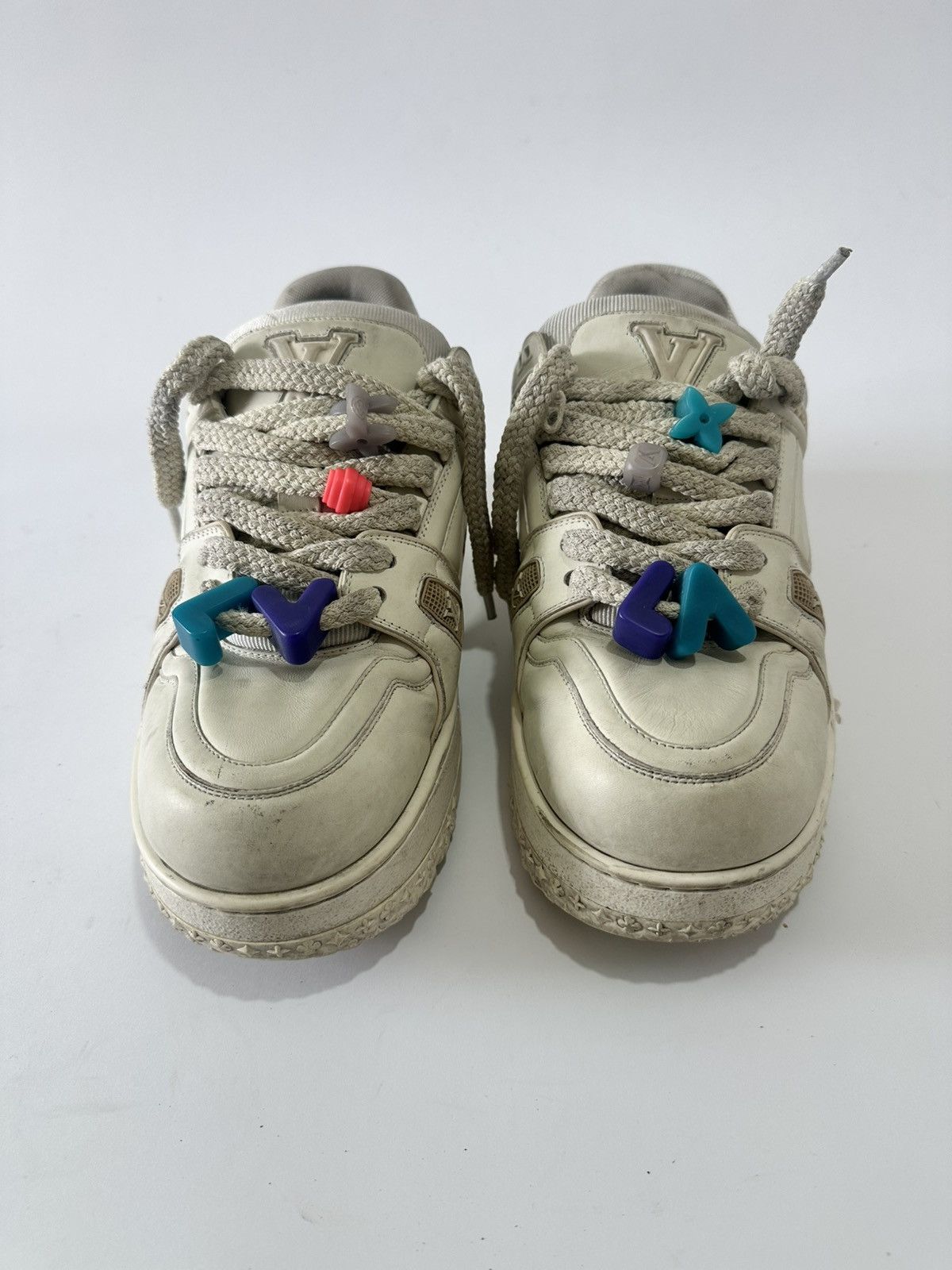 Louis Vuitton Louis Vuitton White Leather LV Trainer Maxi Sneakers Size 10 Size US 11 / EU 44 - 2 Thumbnail