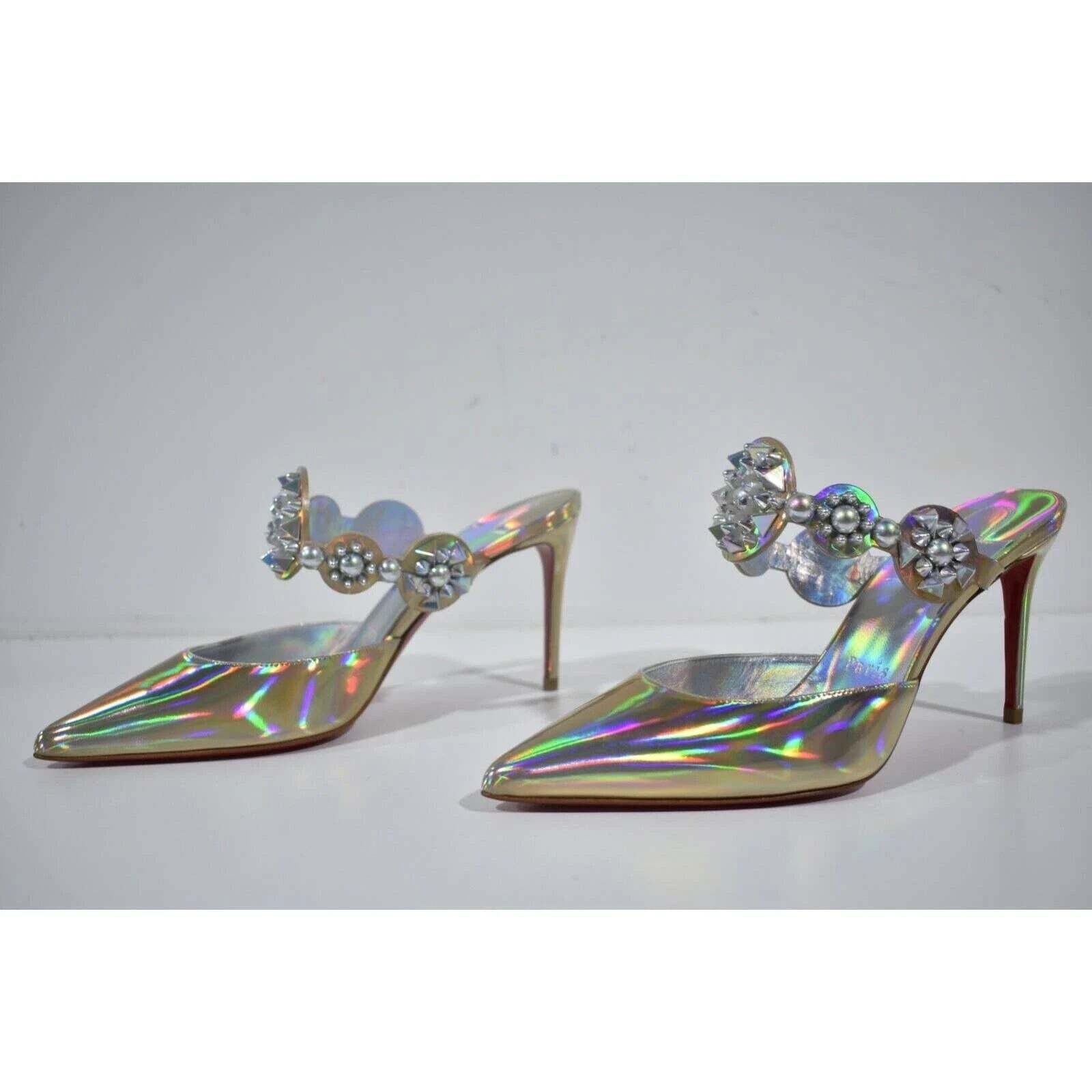 Christian Louboutin Miss Goldora 85 Gold AB Backless Sandal Mule Heel Pump 36.5 Size US 6.5 / IT 36.5 - 10 Thumbnail