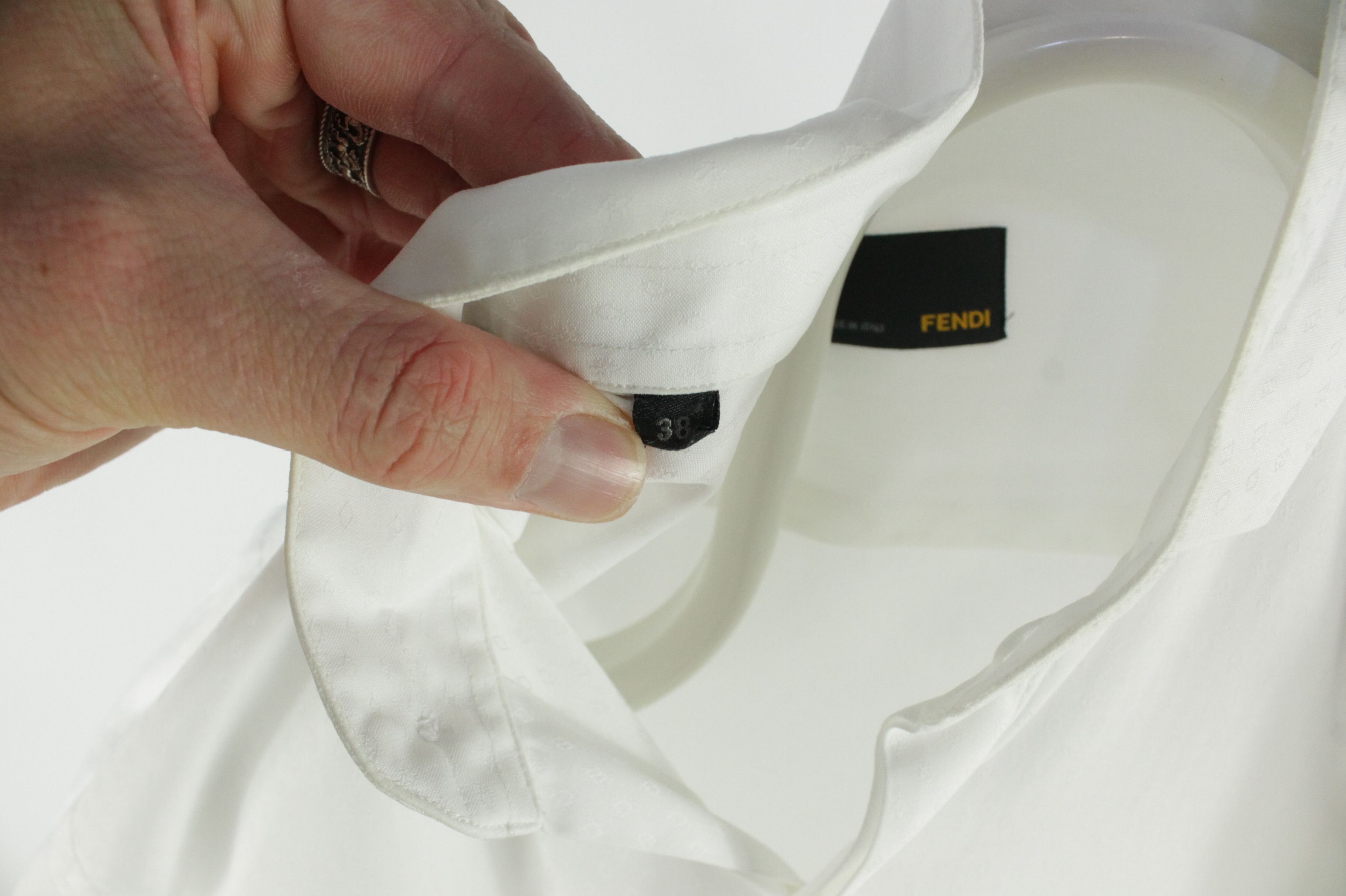 Fendi Fendi White Cotton Slim Fit Cufflinks Dress Formal Shirt Size US M / EU 48-50 / 2 - 13 Thumbnail