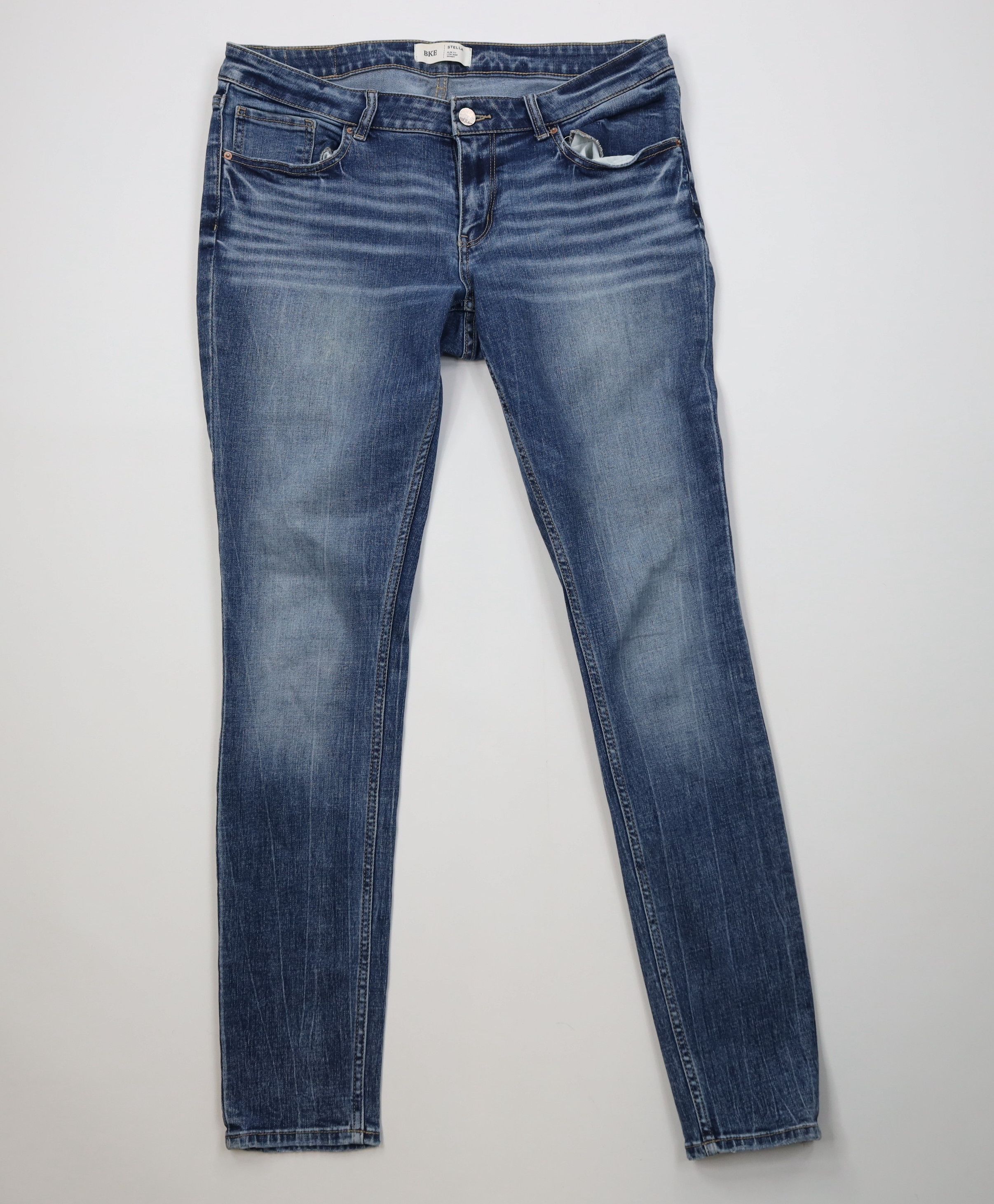 Vintage Buckle BKE Stella Slim Fit Low Rise Skinny Leg Jeans Blue Size 33" - 1 Thumbnail