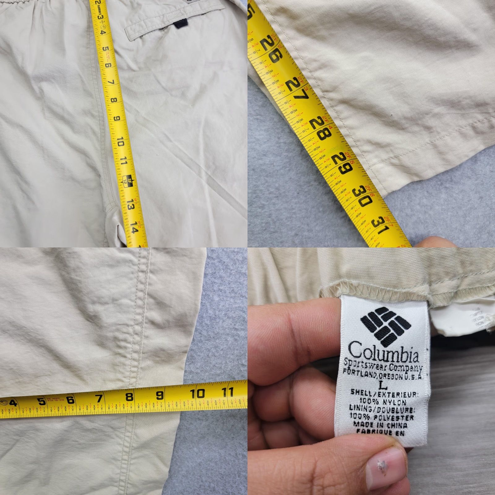 Vintage Columbia Pants Mens Large Khaki Nylon Hiking Elastic Waist Belted Quick Dry Size US 33 - 8 Thumbnail