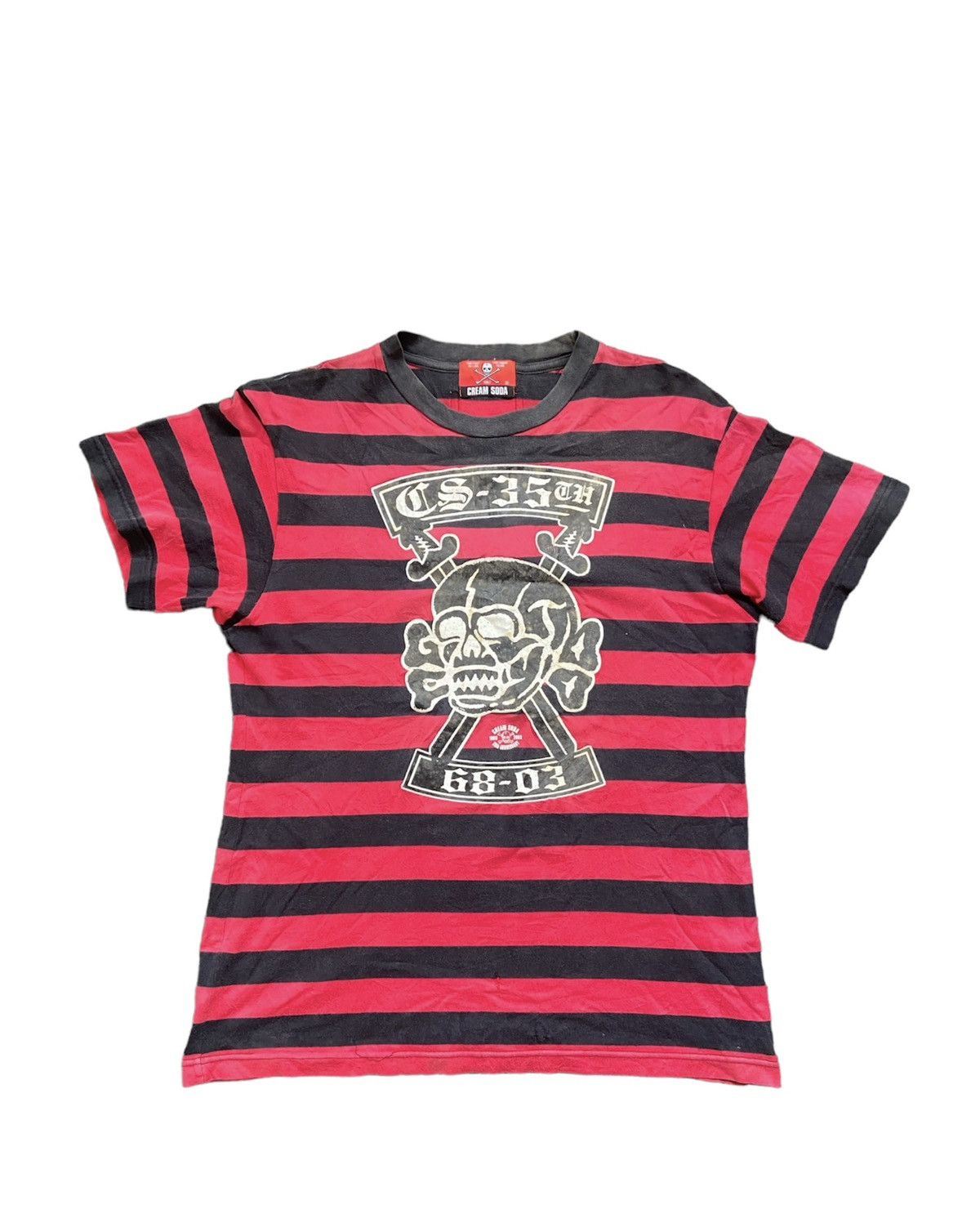 Japanese Brand × Seditionaries Vintage Cream Soda 35th anniversary Skull Stripe Tshirt Size US M / EU 48-50 / 2 - 1 Thumbnail