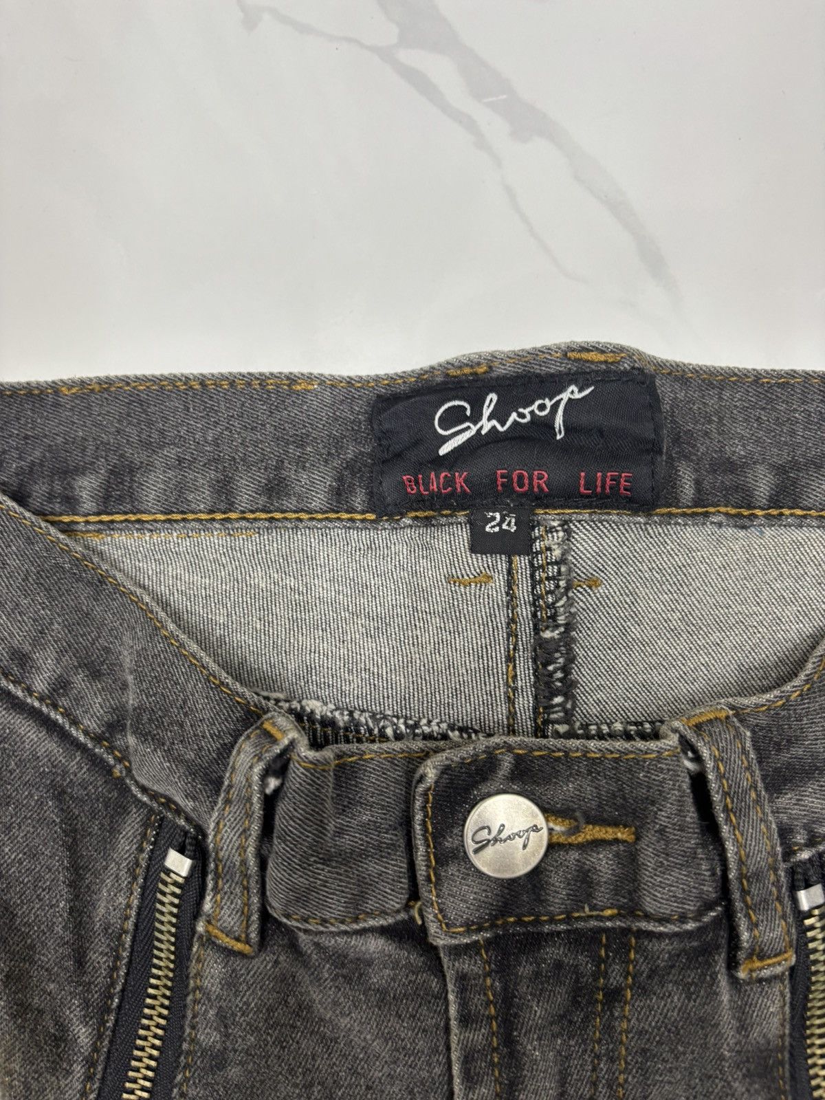 If Six Was Nine RARE FLARE JEAN BLACK ZIPPER DENIM SHOOP BLACK FOR LIFE JEAN Size 24" / US 00 / IT 34 - 11 Thumbnail