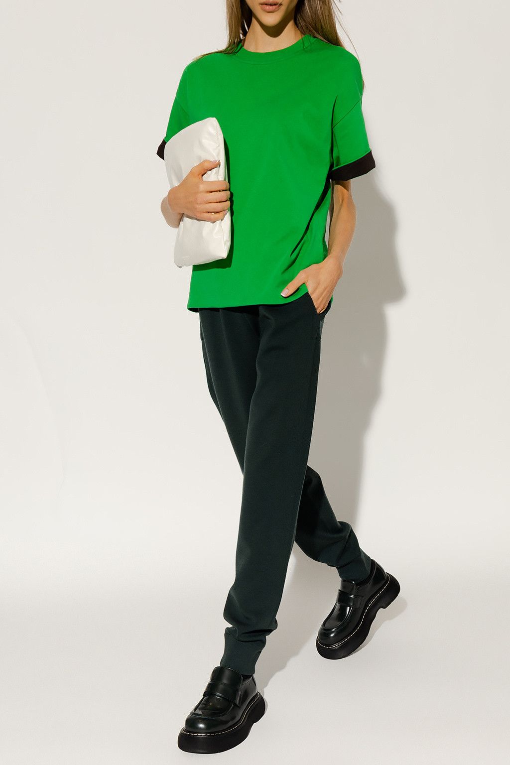 Bottega Veneta BOTTEGA VENETA parakeet green double layer t-shirt Medium q Size M / US 6-8 / IT 42-44 - 1 Thumbnail