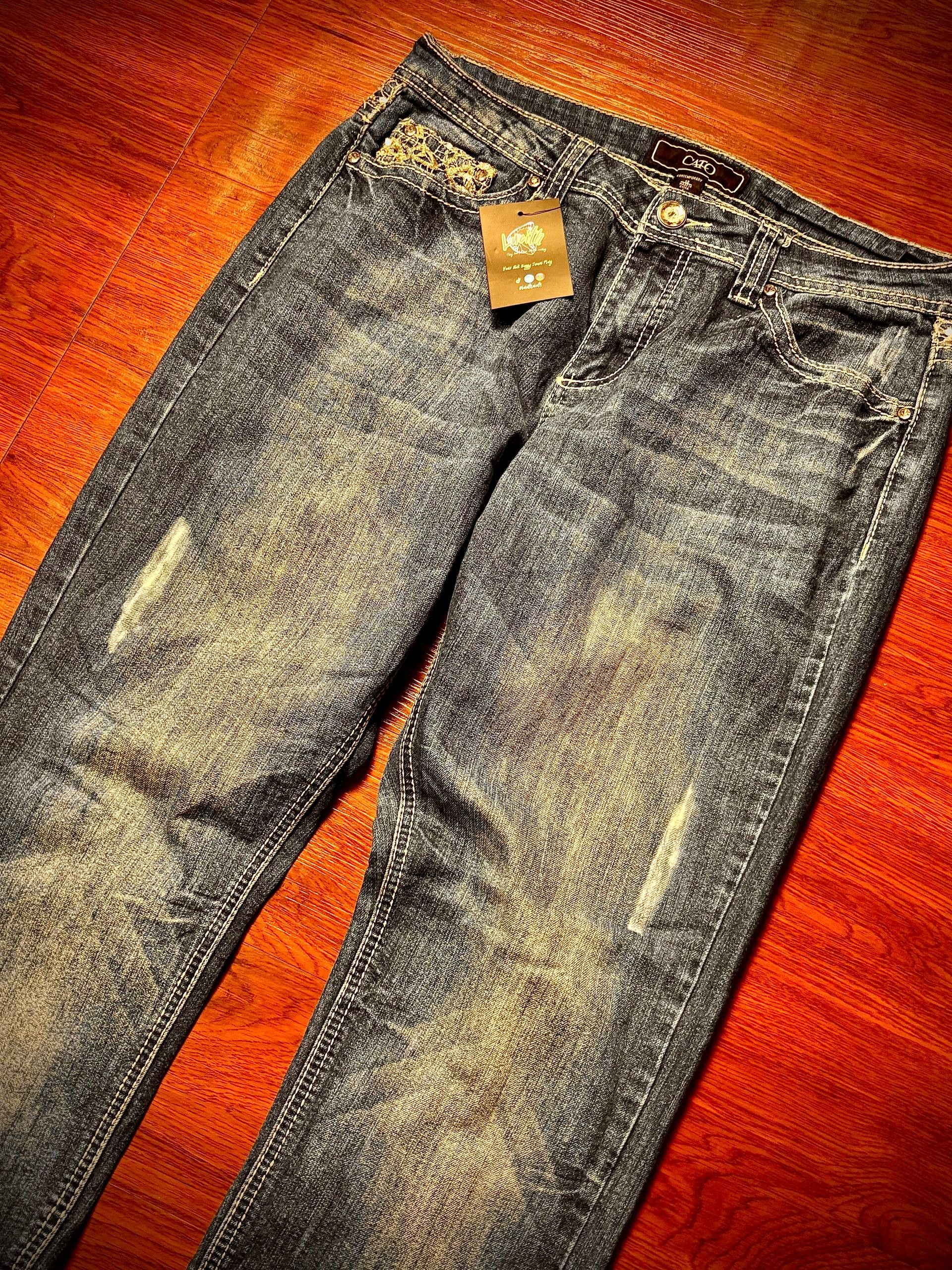 Miss Sixty Vintage Y2K Cato Studded Gold Ring Denim Pants Size 32" / US 10 / IT 46 - 3 Thumbnail