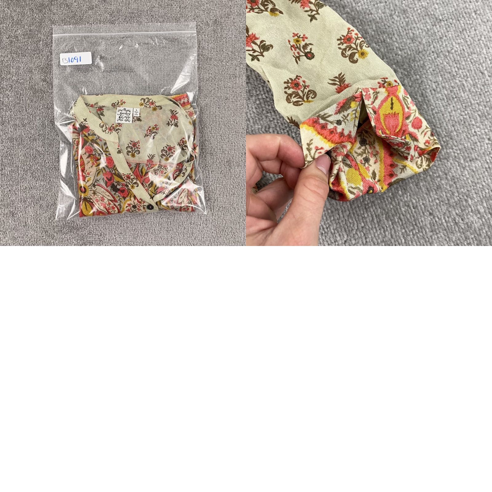 Vintage Parsley & Sage Floral Tunic Shirt Women’s Large Red V-Neck Button-Up Sheer Rayon Casual 3/4 Sleeve Size L / US 10 / IT 46 - 8 Thumbnail
