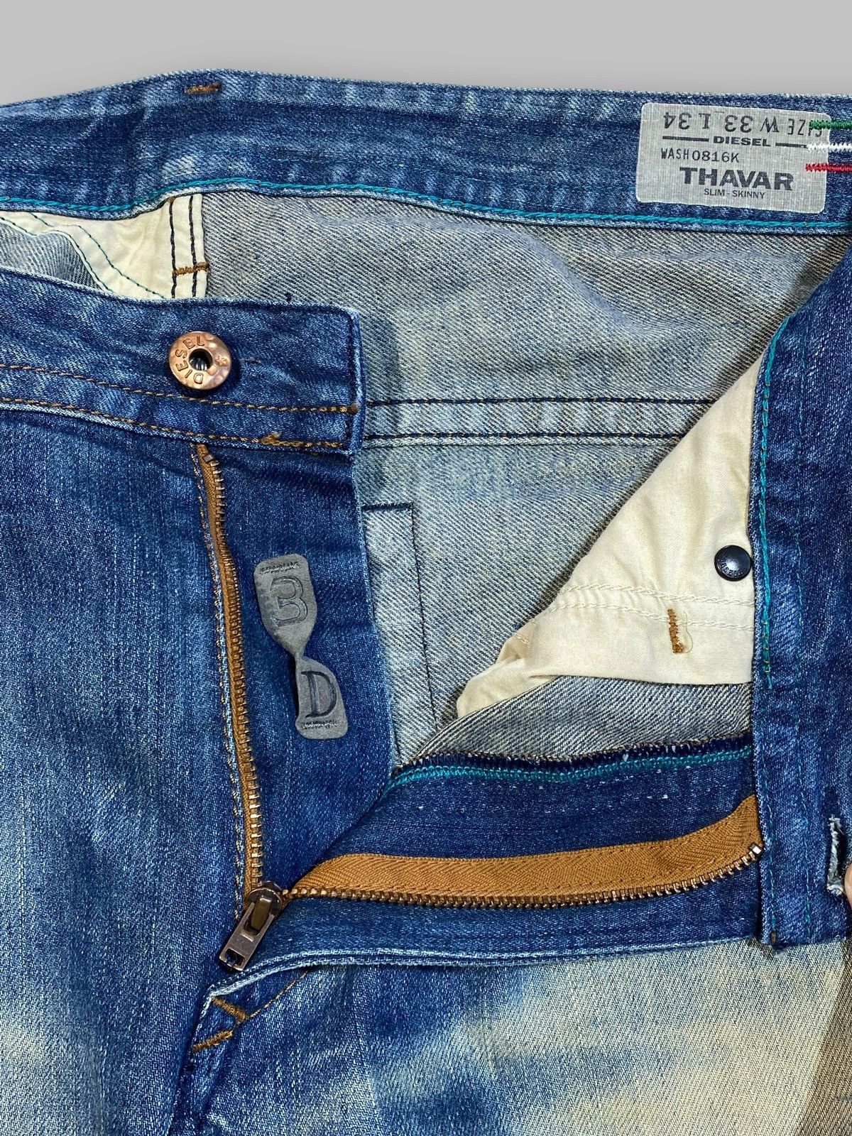 Diesel × Vintage Vintage Diesel Thavar Y2k Hype Distressed Washed Denim Jeans Size US 33 - 22 Thumbnail