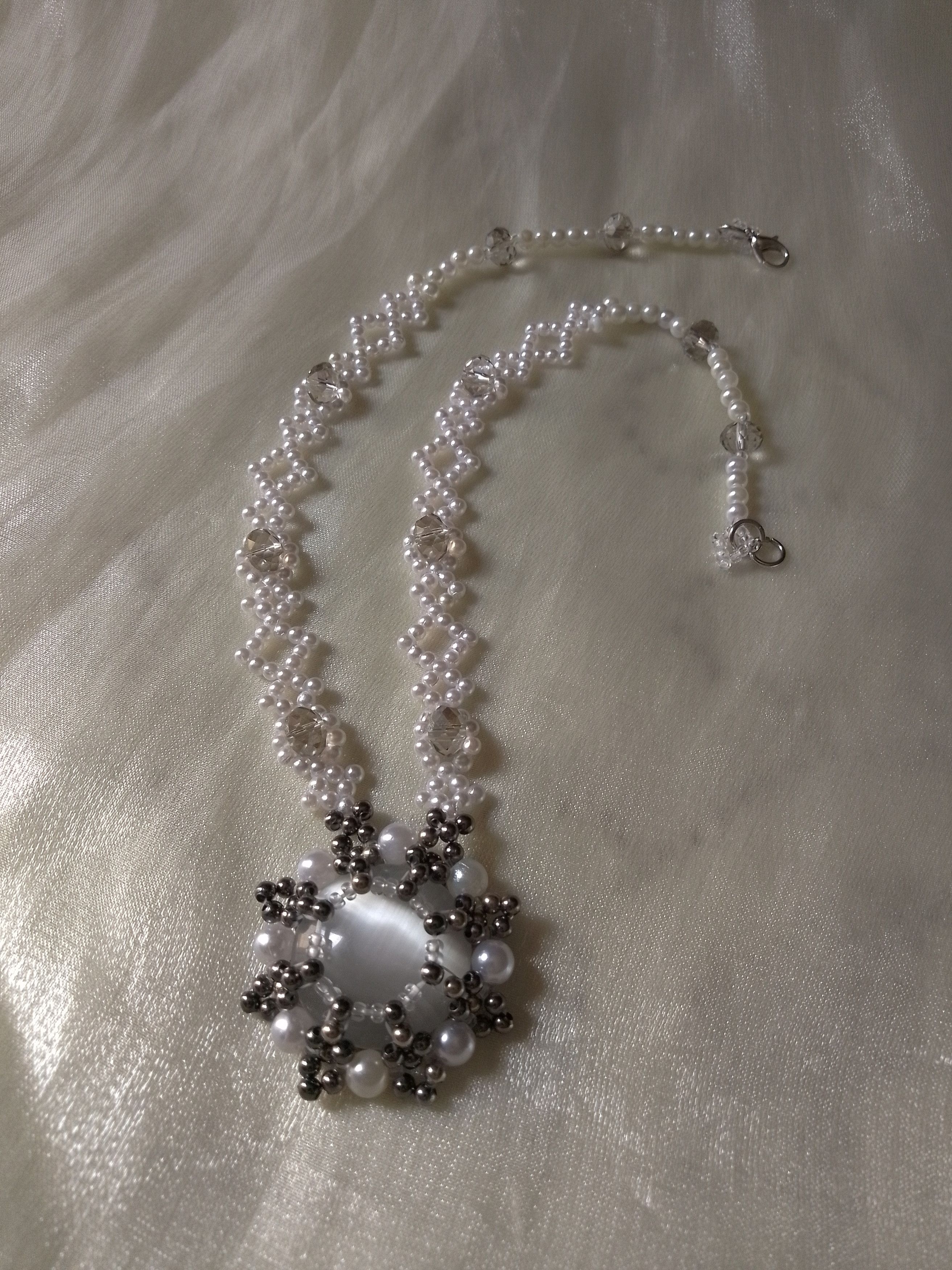 Handmade Necklace Medallion Cat eye gemstone Vintage style Size ONE SIZE - 4 Thumbnail