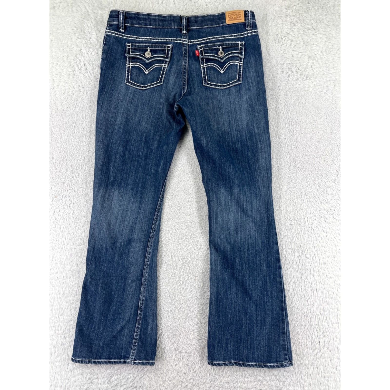 Levi's Womens Levis Pants 14.5 Blue Denim Cotton Blend Stretch Bootcut Embroidered Size 36" / US 14 / IT 50 - 2 Thumbnail