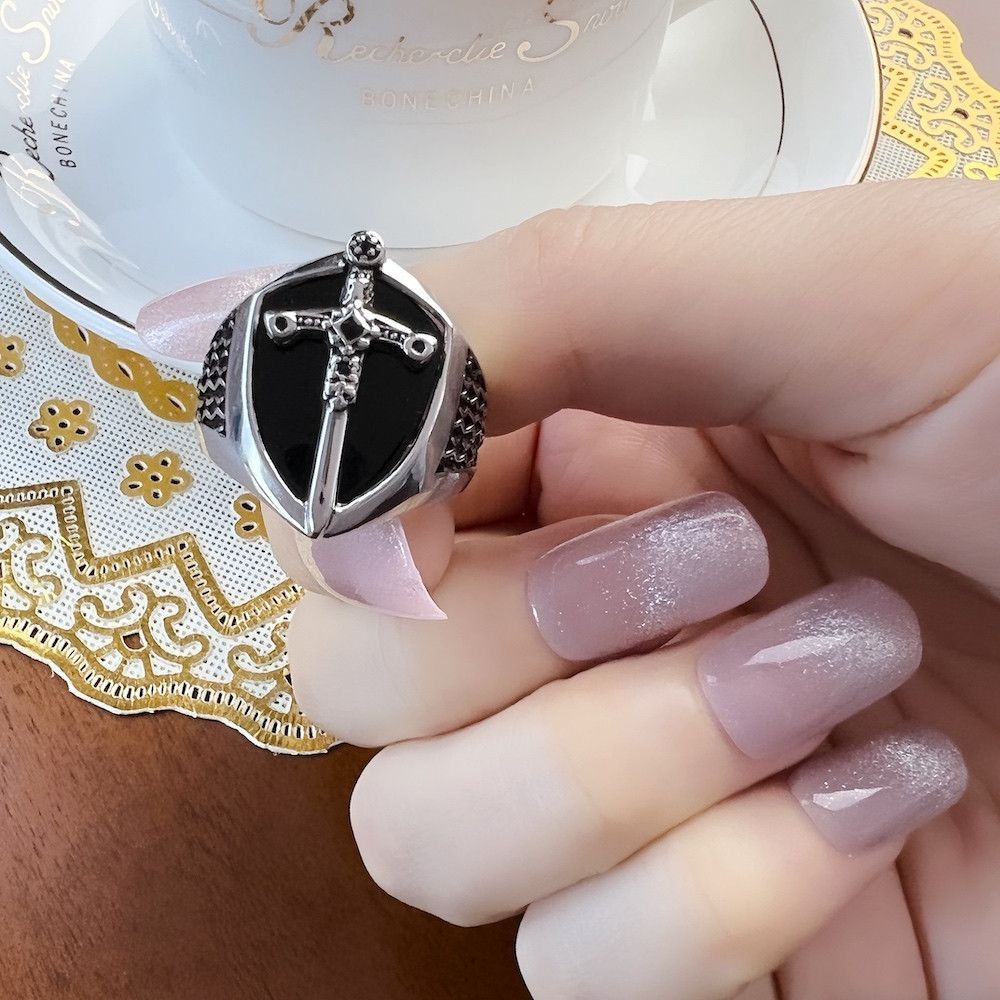 Jewelry SIZE 9 Signet Mystical Sword 925 Sterling Silver Ring Size ONE SIZE - 4 Thumbnail
